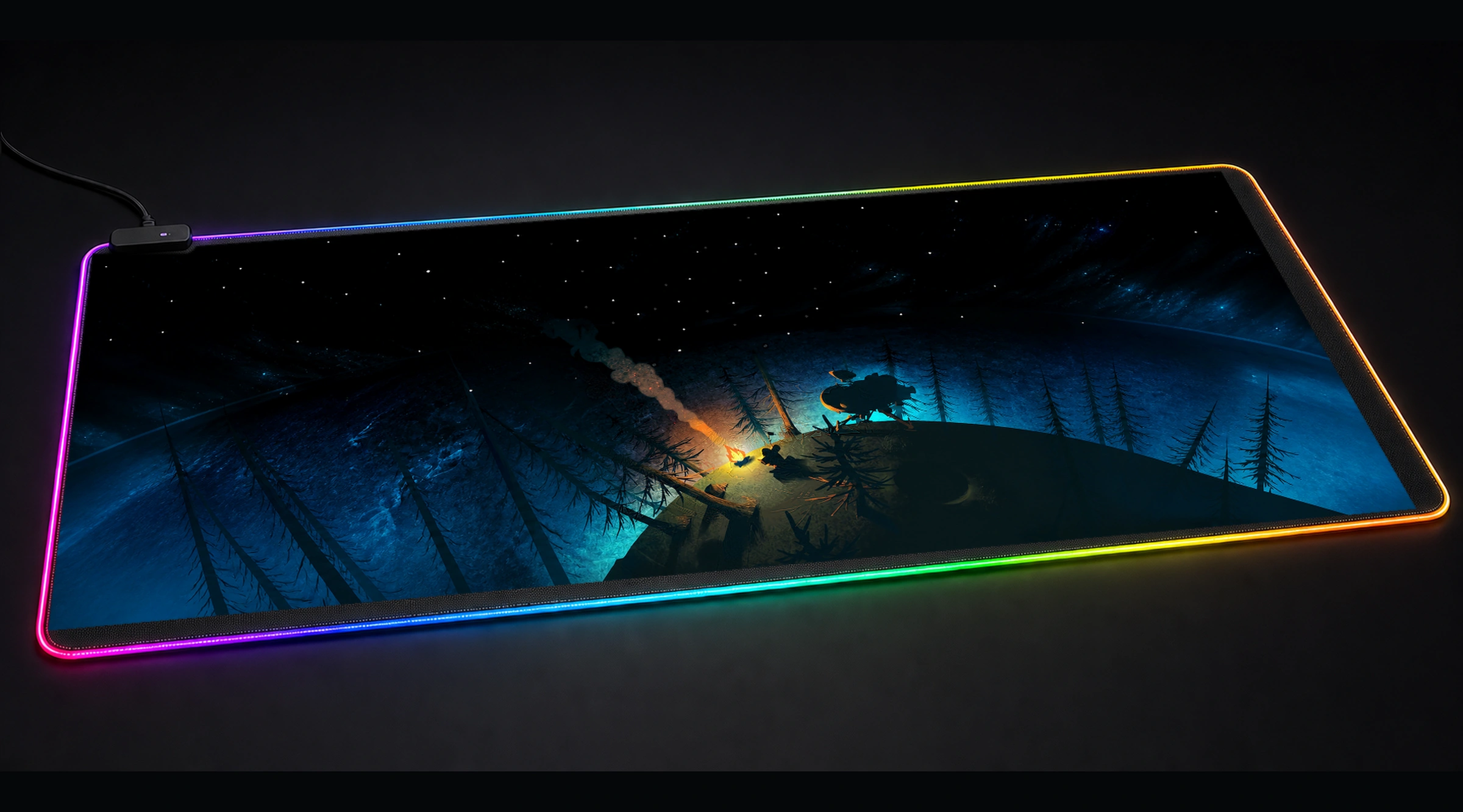 Outer Wilds — Azure Arena rpg adventure panoramic RGB gaming desk mat product view