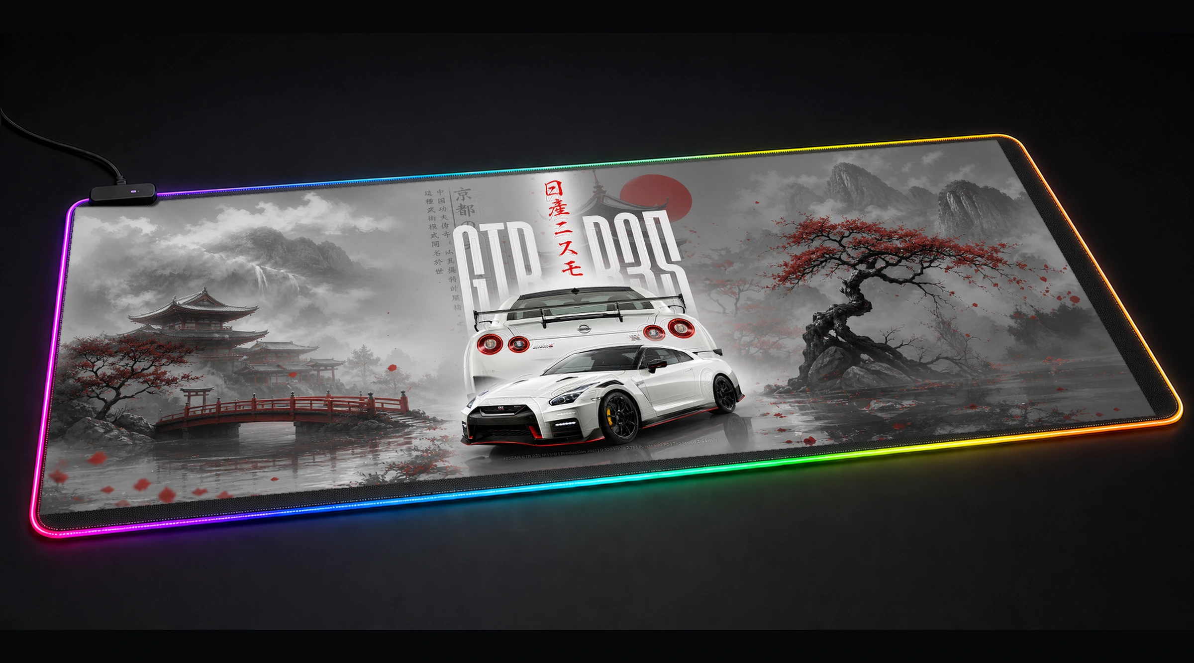 Nissan GTR R35 Nismo Japanese Style japanese anime art panoramic RGB gaming desk mat product view