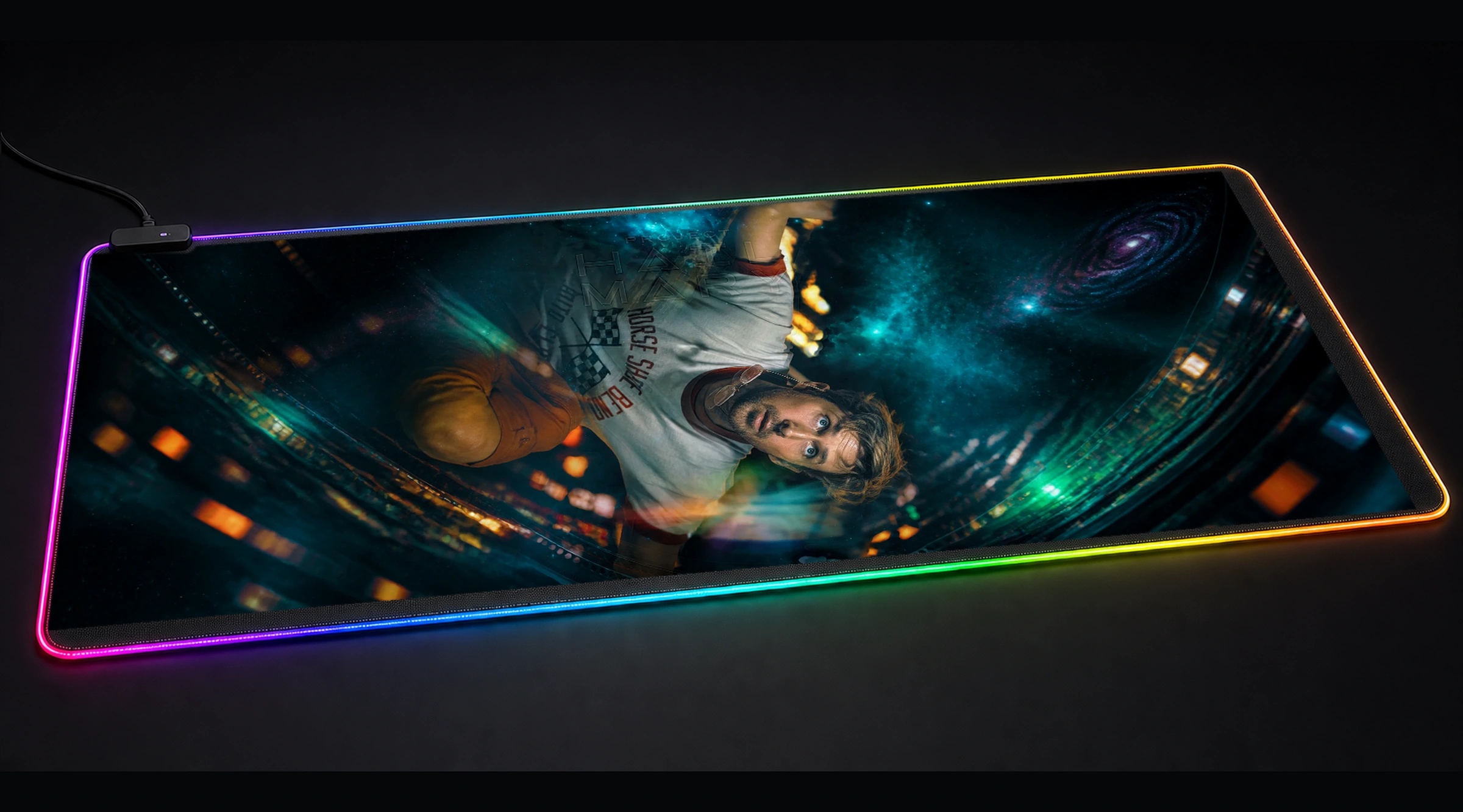 Project Hail Mary Movie Art galaxy space art panoramic RGB gaming desk mat product view