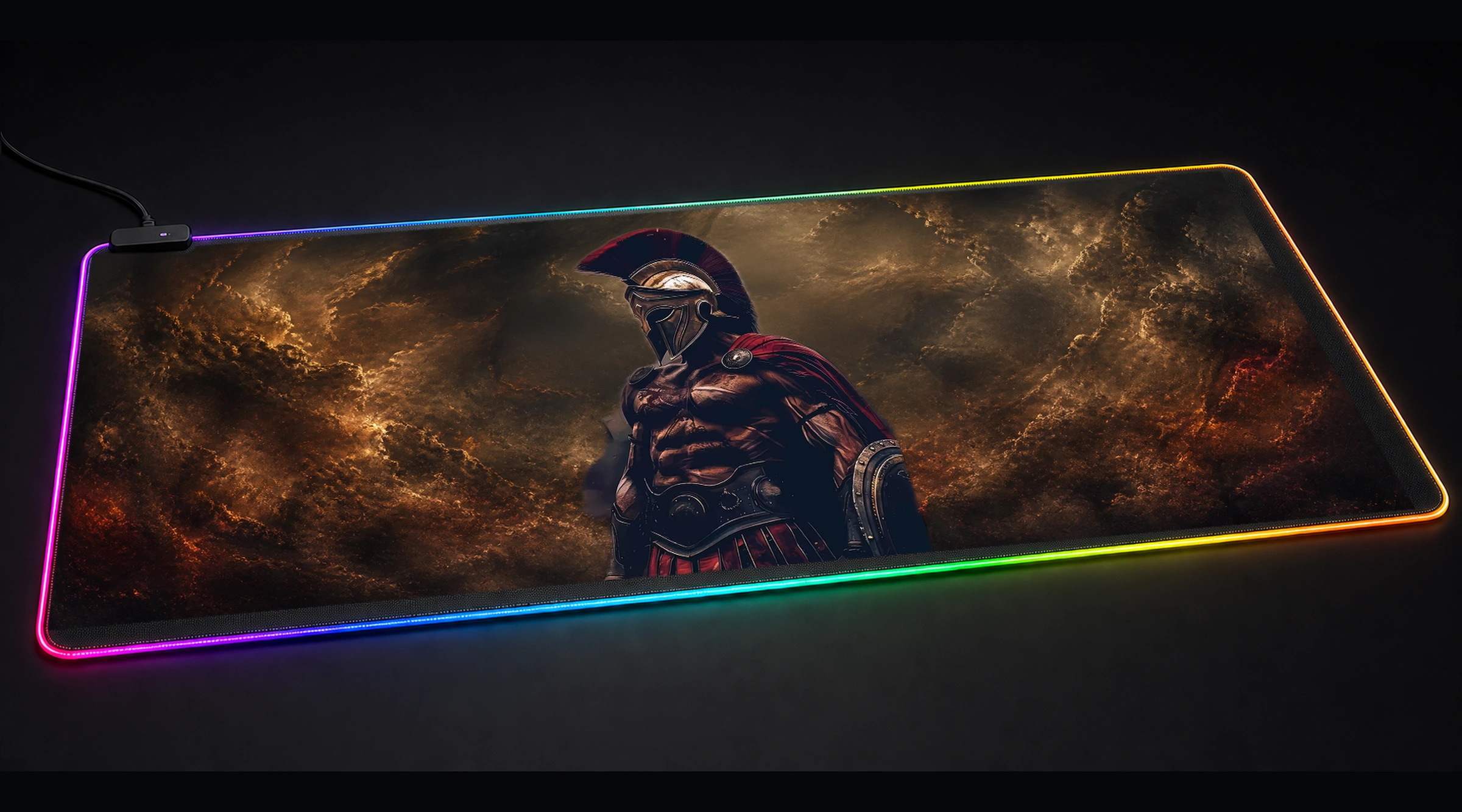 THIS IS SPARTA movie tv art panoramic RGB gaming desk mat product view