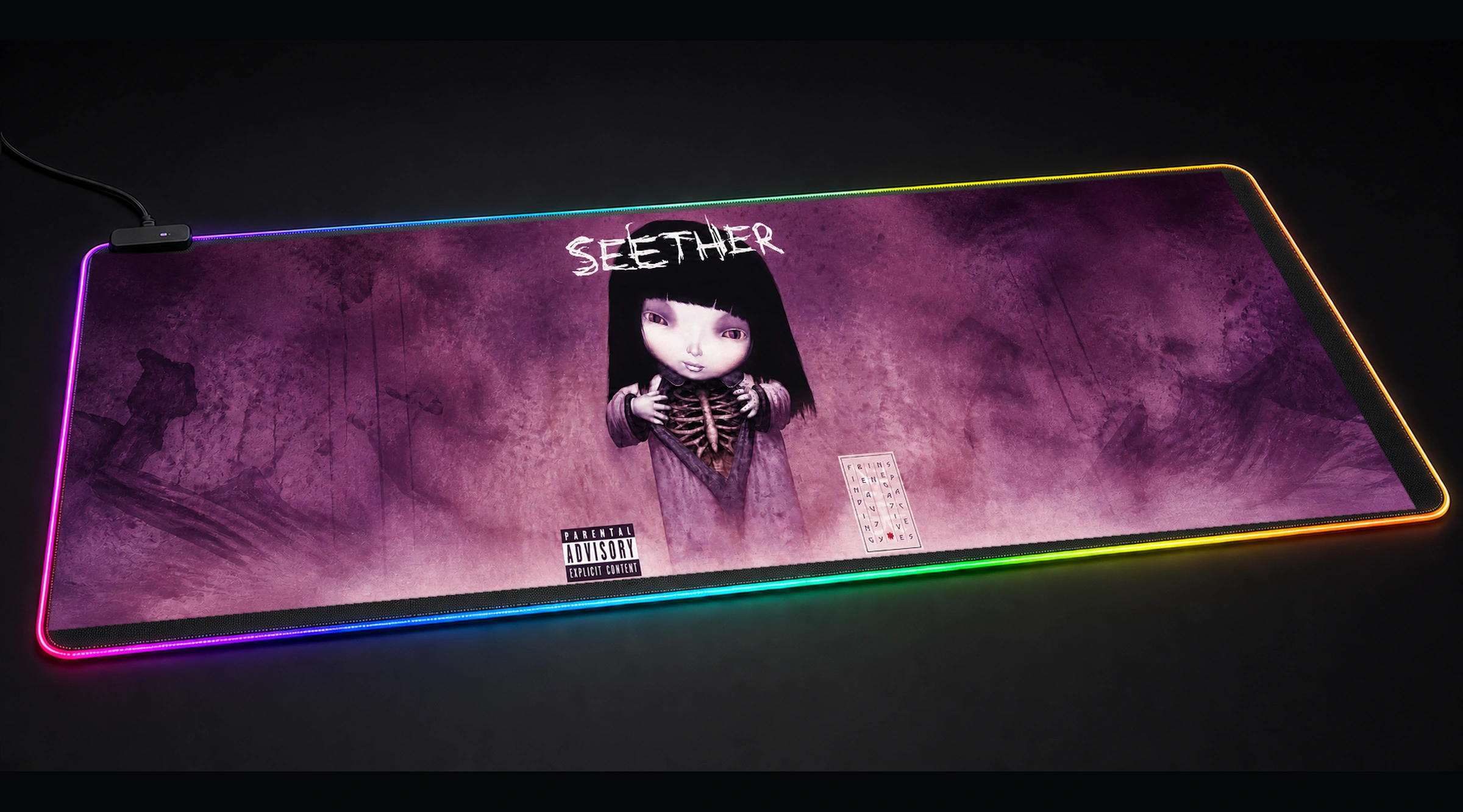 Seether Album Cover with Doll music band art panoramic RGB gaming desk mat product view