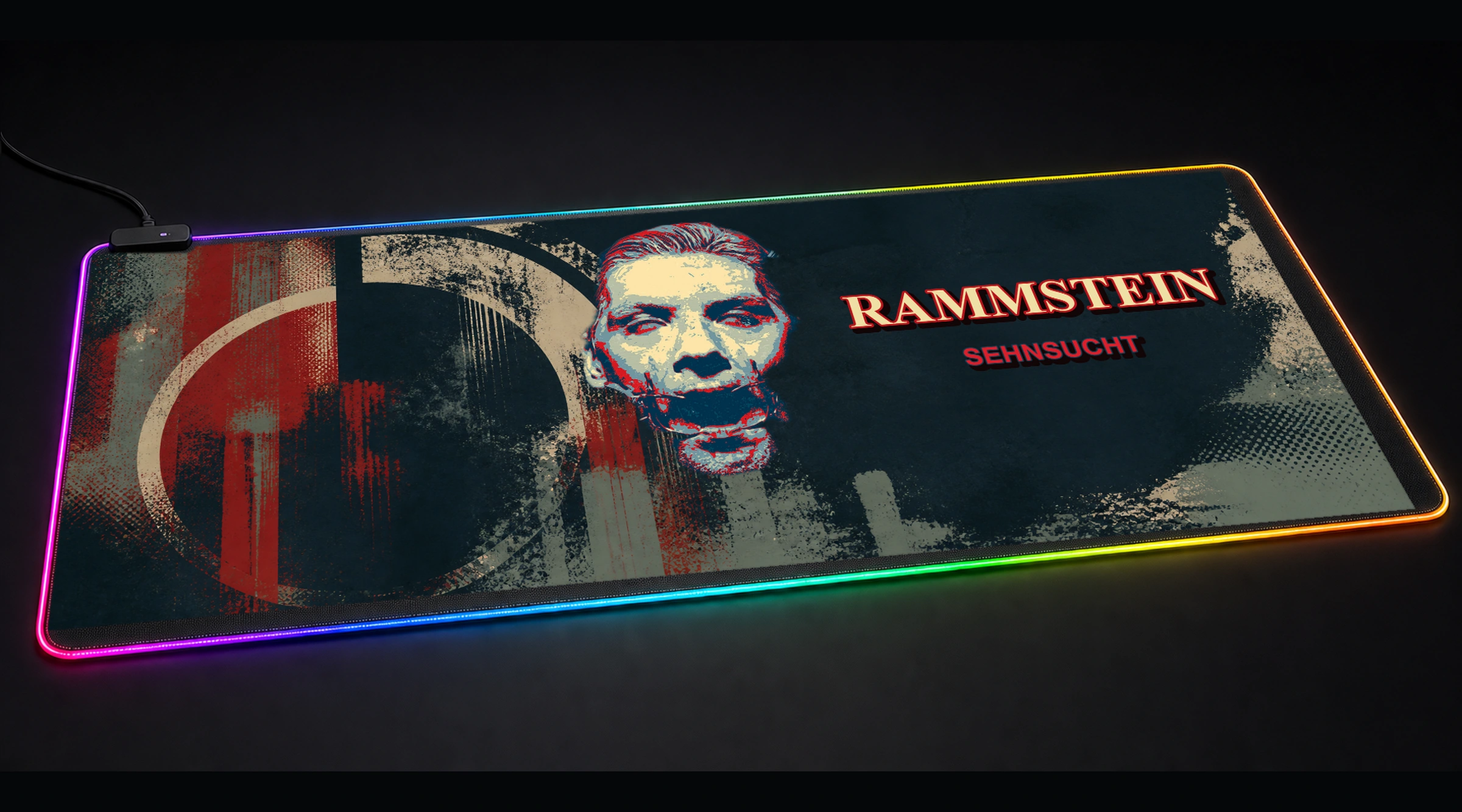 Rammstein Sehnsucht Hope Art music band art panoramic RGB gaming desk mat product view