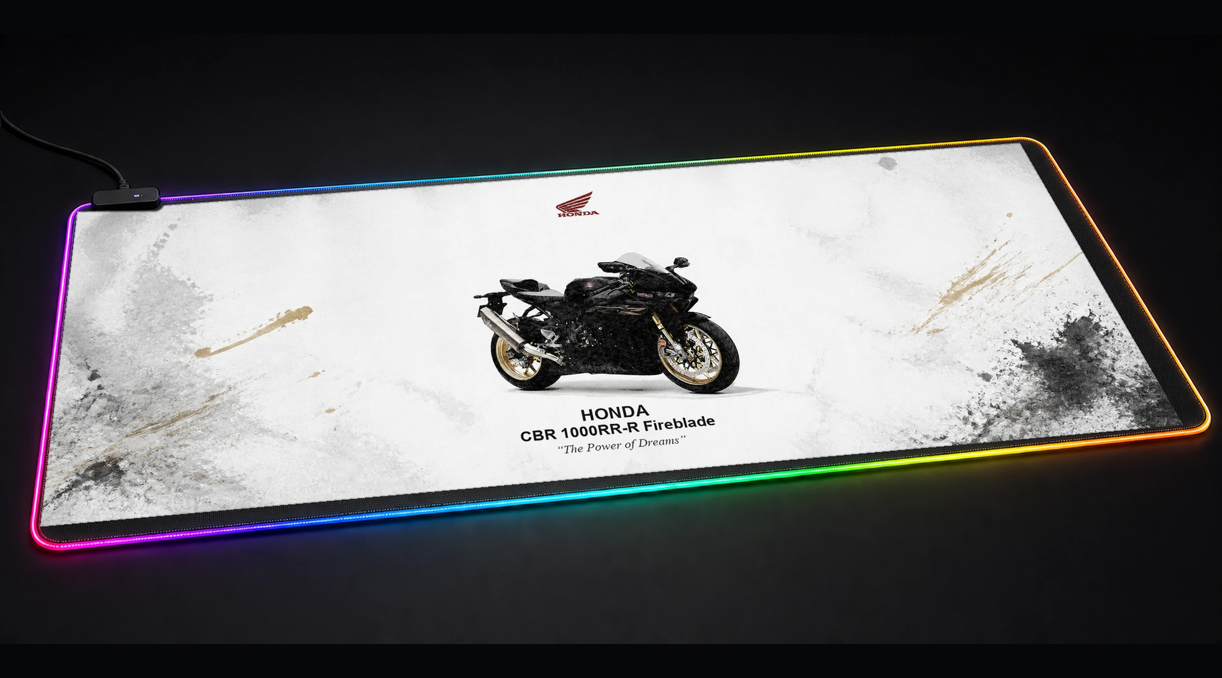 Honda CBR 1000RR-R Fireblade Carbon edition motorcycle motocross panoramic RGB gaming desk mat product view