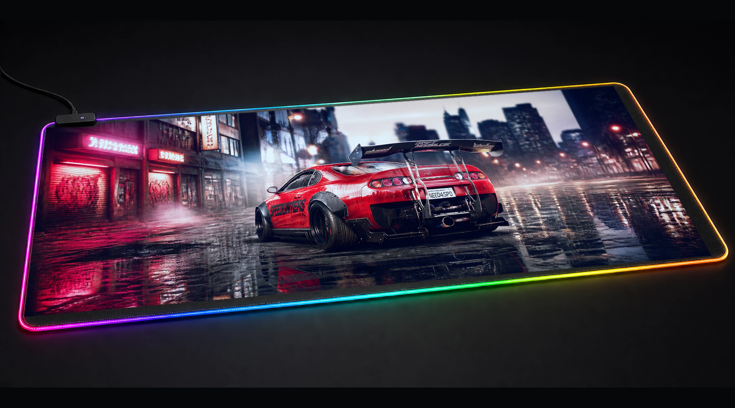 Need for Speed game world art panoramic RGB gaming desk mat product view