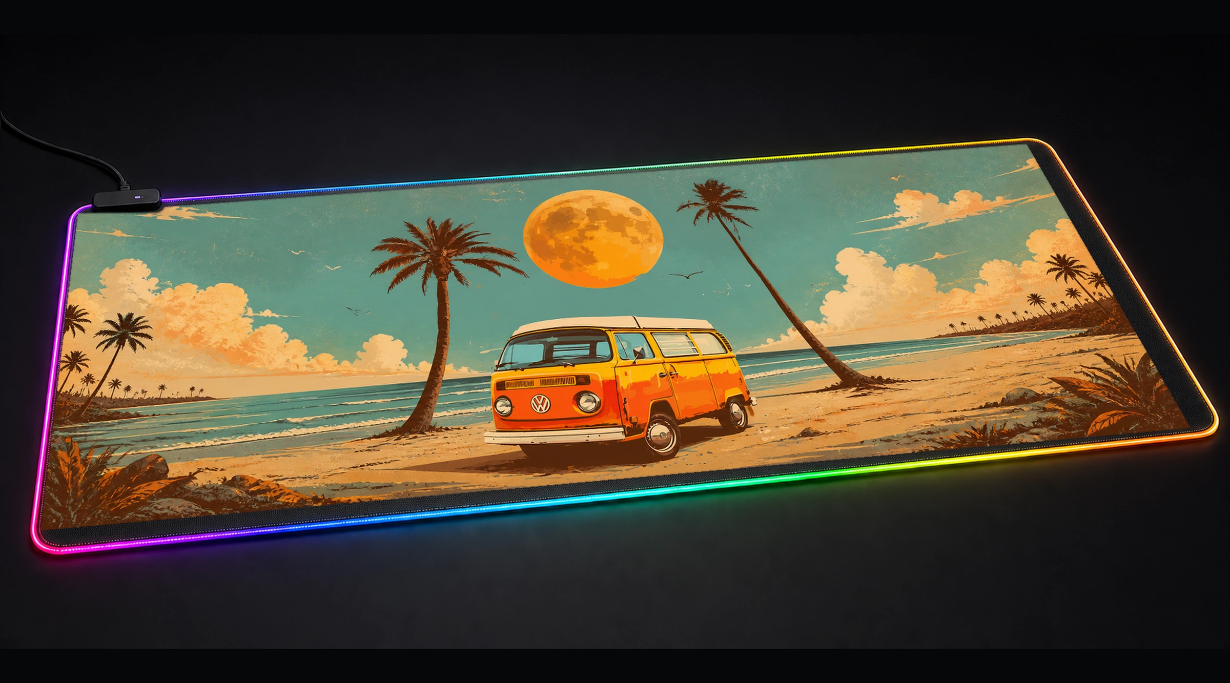 Volkswagen — Golden Apex supercar art panoramic RGB gaming desk mat product view