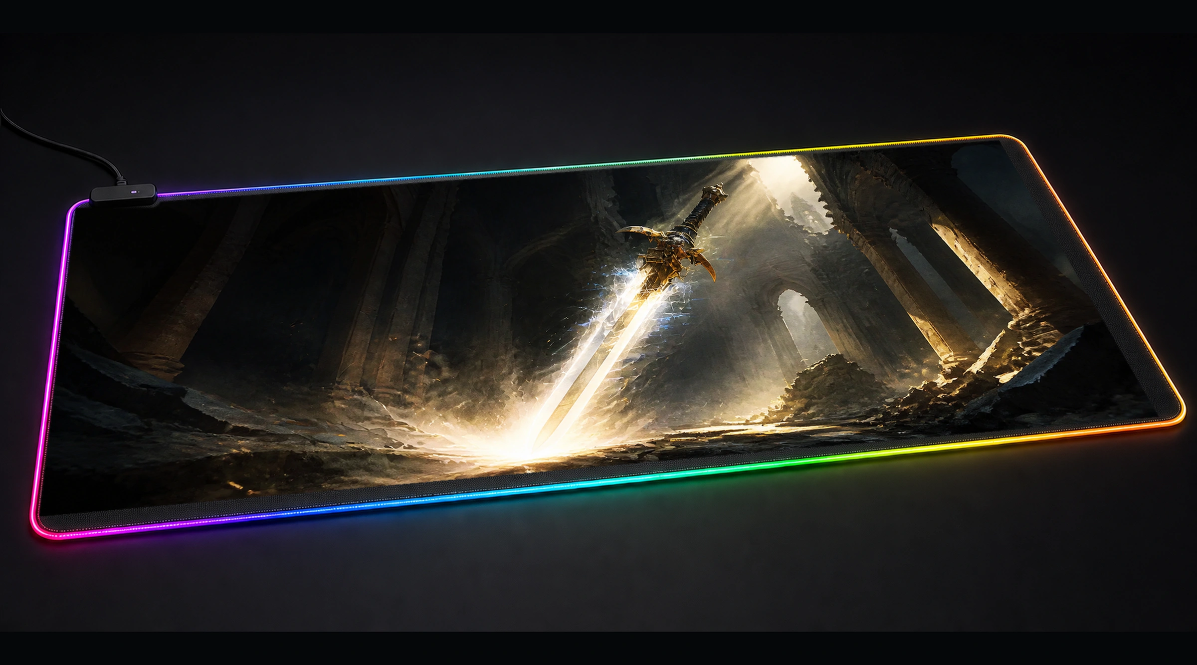 Sword Legend Art game world art panoramic RGB gaming desk mat product view