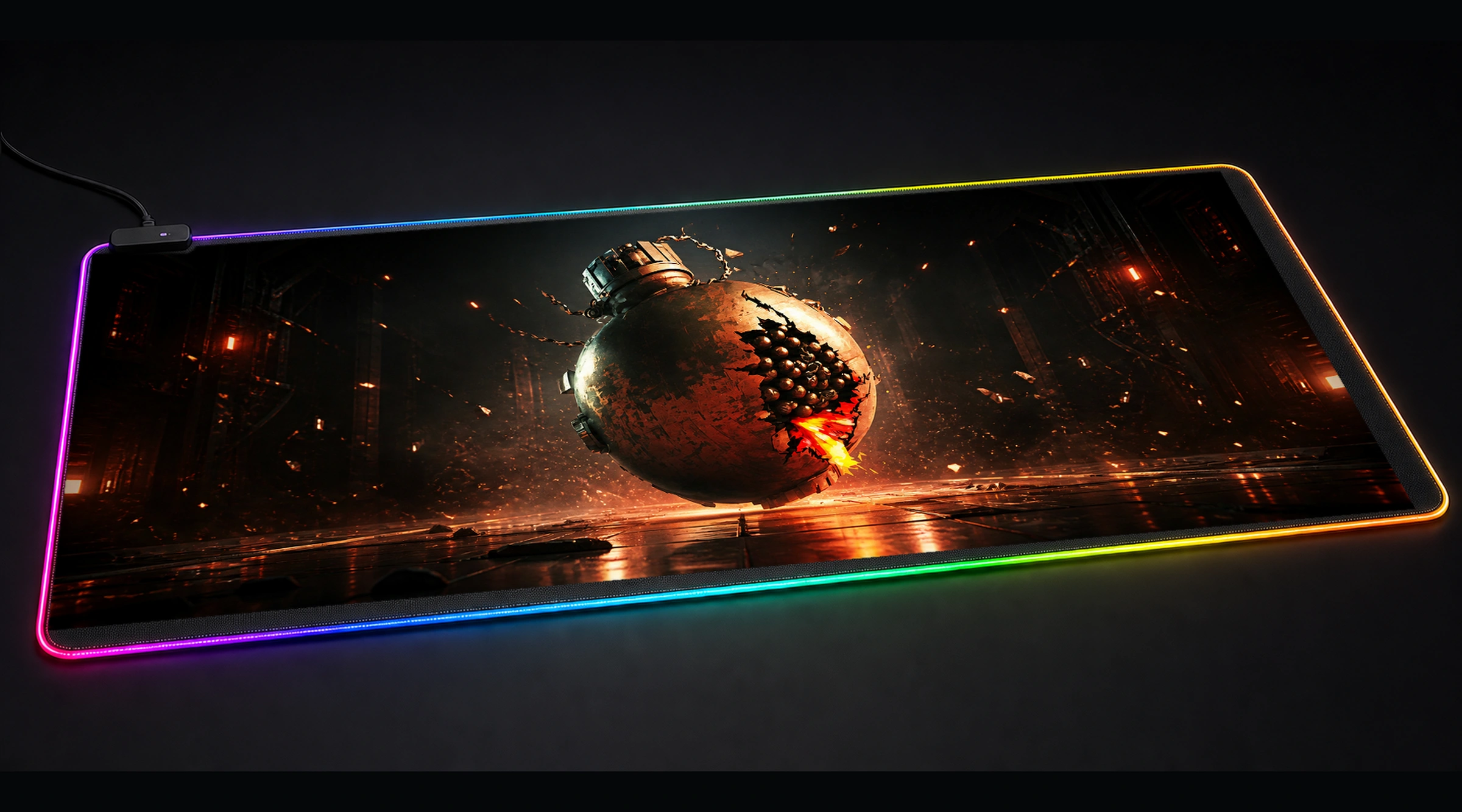 Fill Grenade Details abstract art panoramic RGB gaming desk mat product view