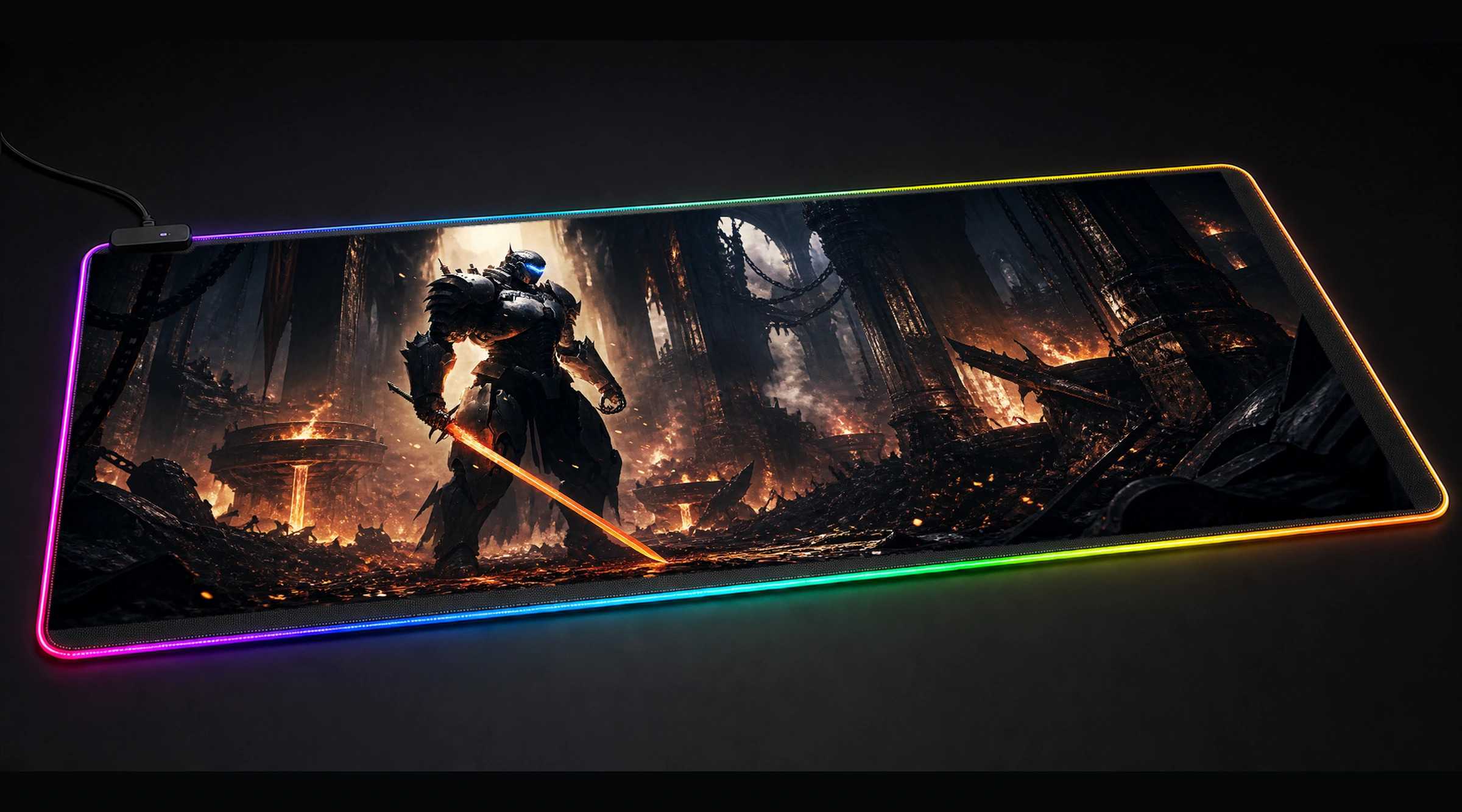 Cargo a Robot robot mecha art panoramic RGB gaming desk mat product view