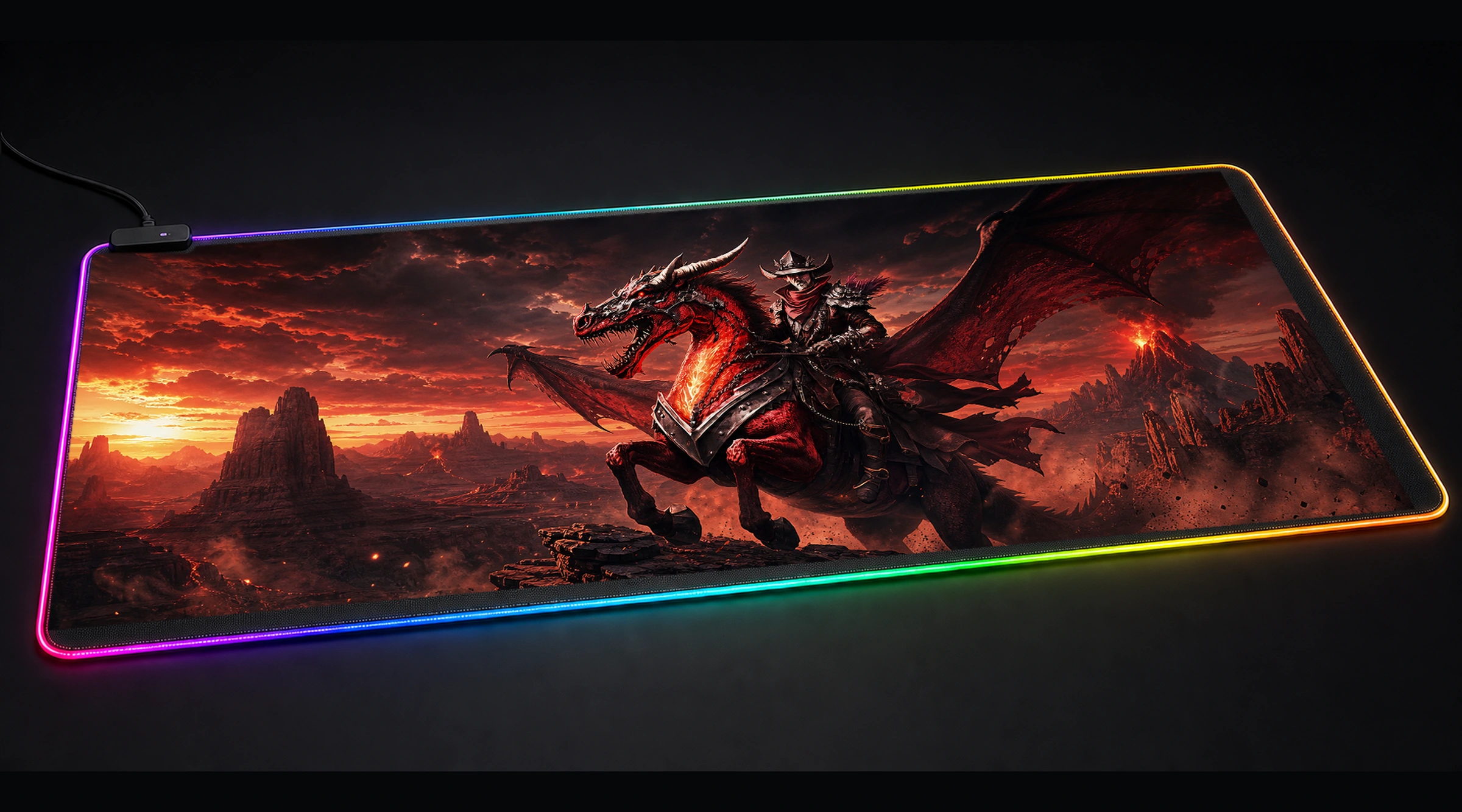 Cowboy Legend occult horror panoramic RGB gaming desk mat product view