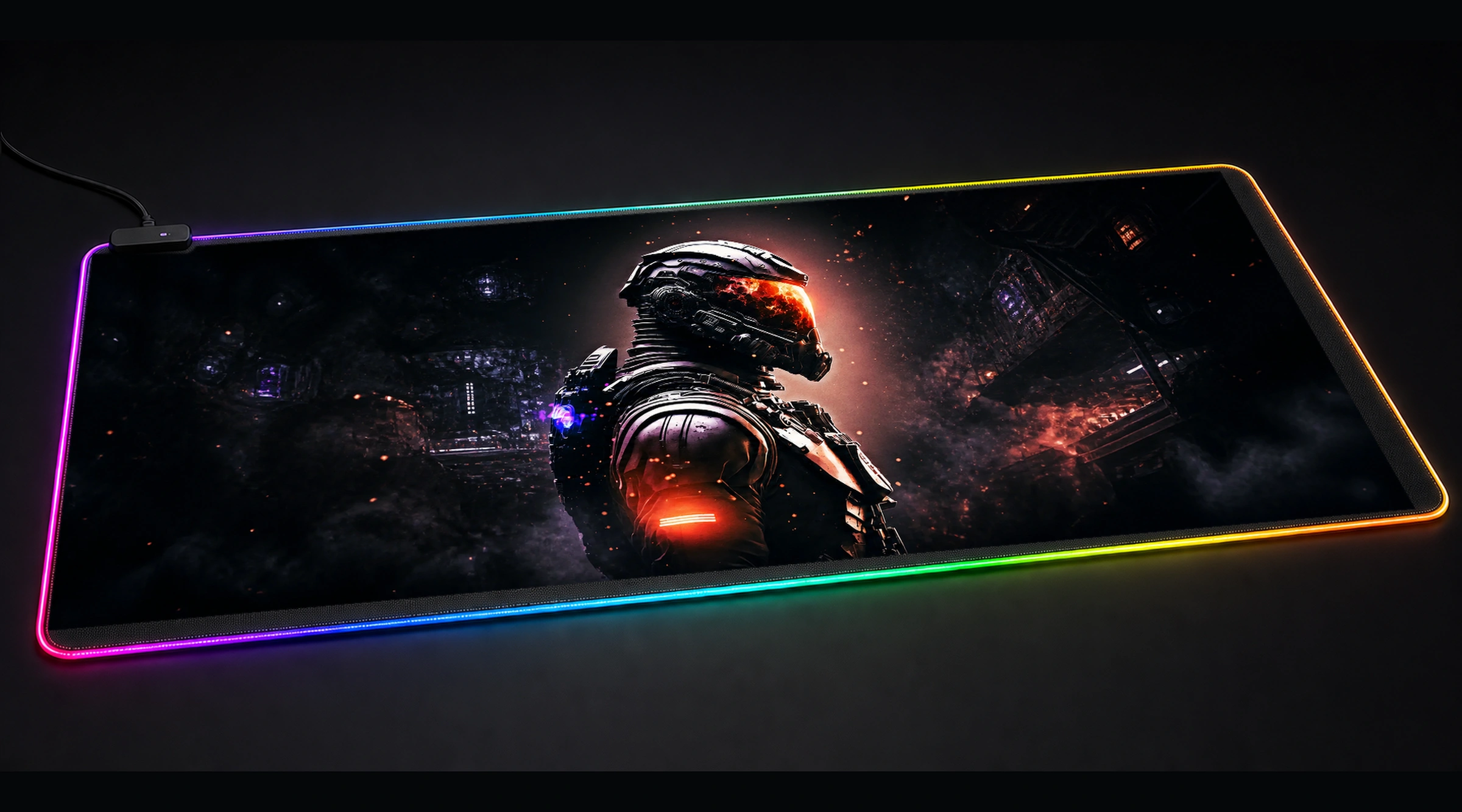 Black Armor New tactical action panoramic RGB gaming desk mat product view