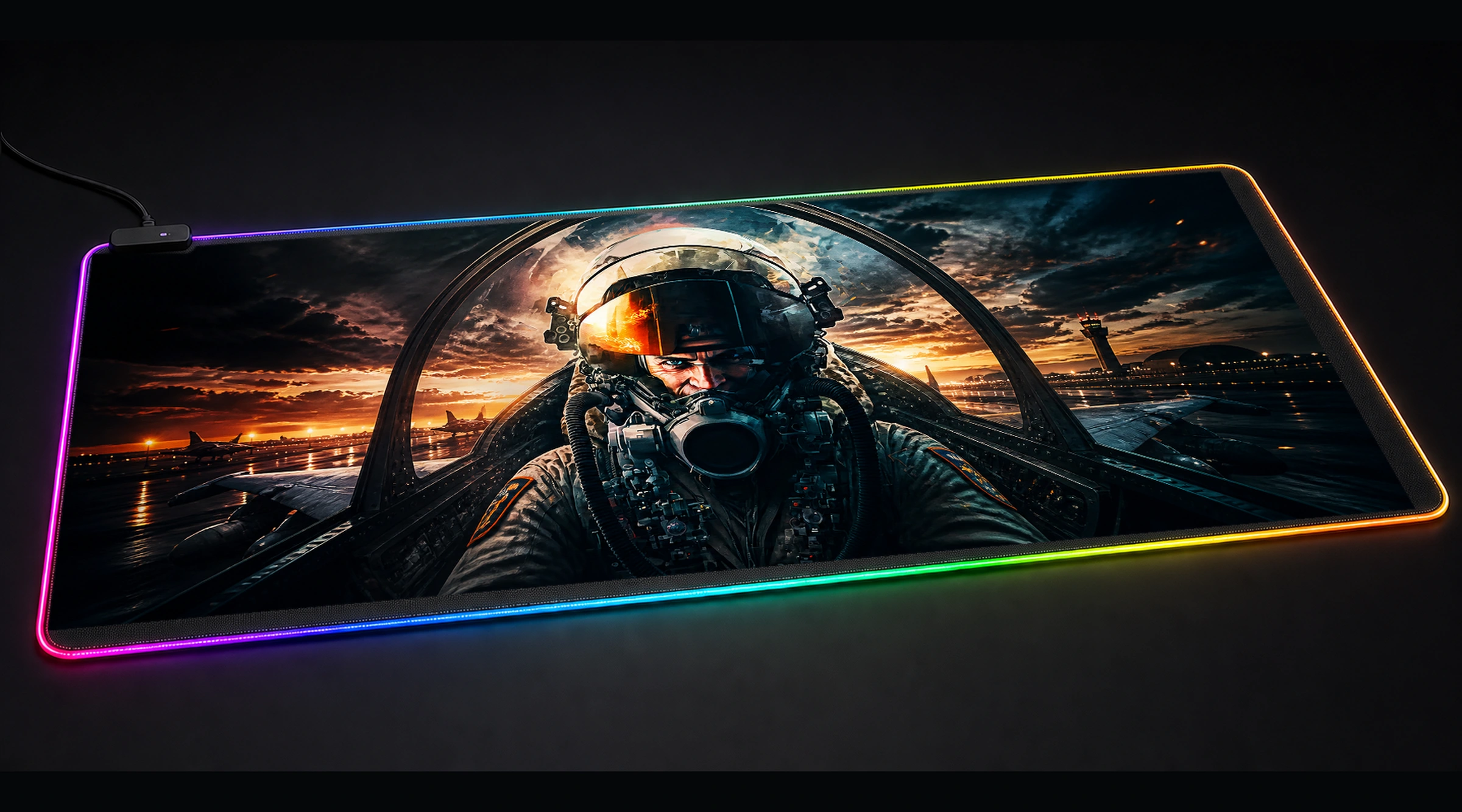 Paint Fighter Pilots military history art panoramic RGB gaming desk mat product view