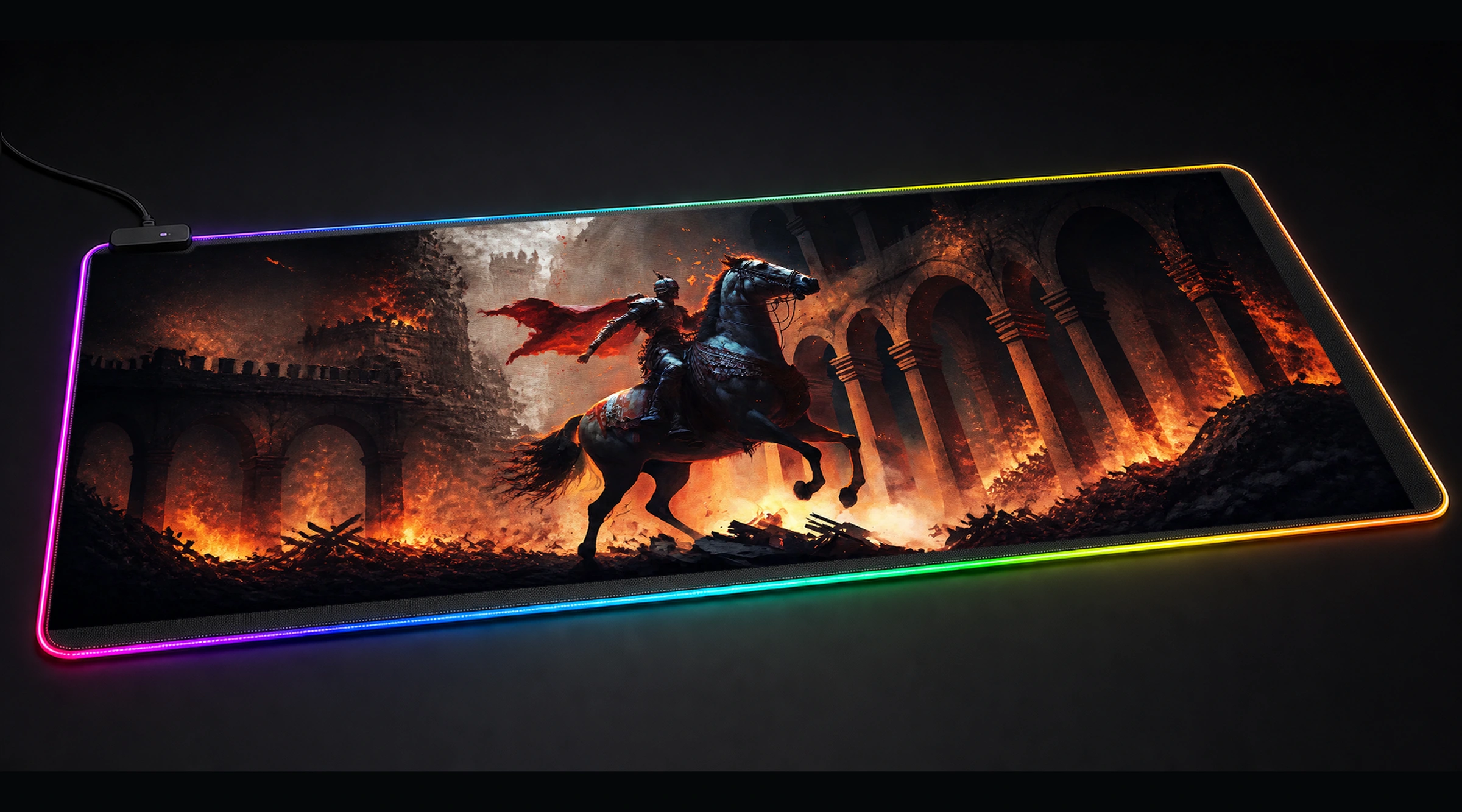 Cavalry in War tactical action panoramic RGB gaming desk mat product view