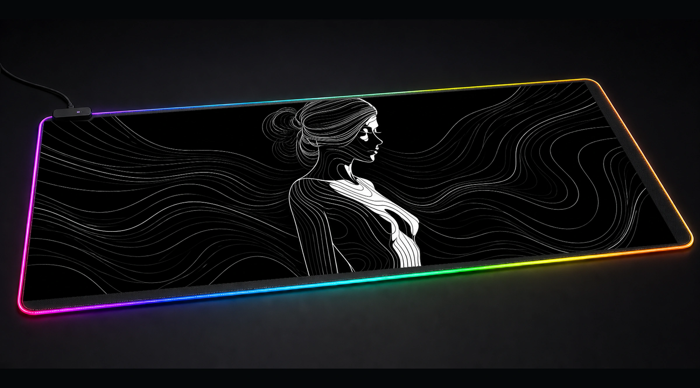 Person Line Body topographic blueprint panoramic RGB gaming desk mat product view