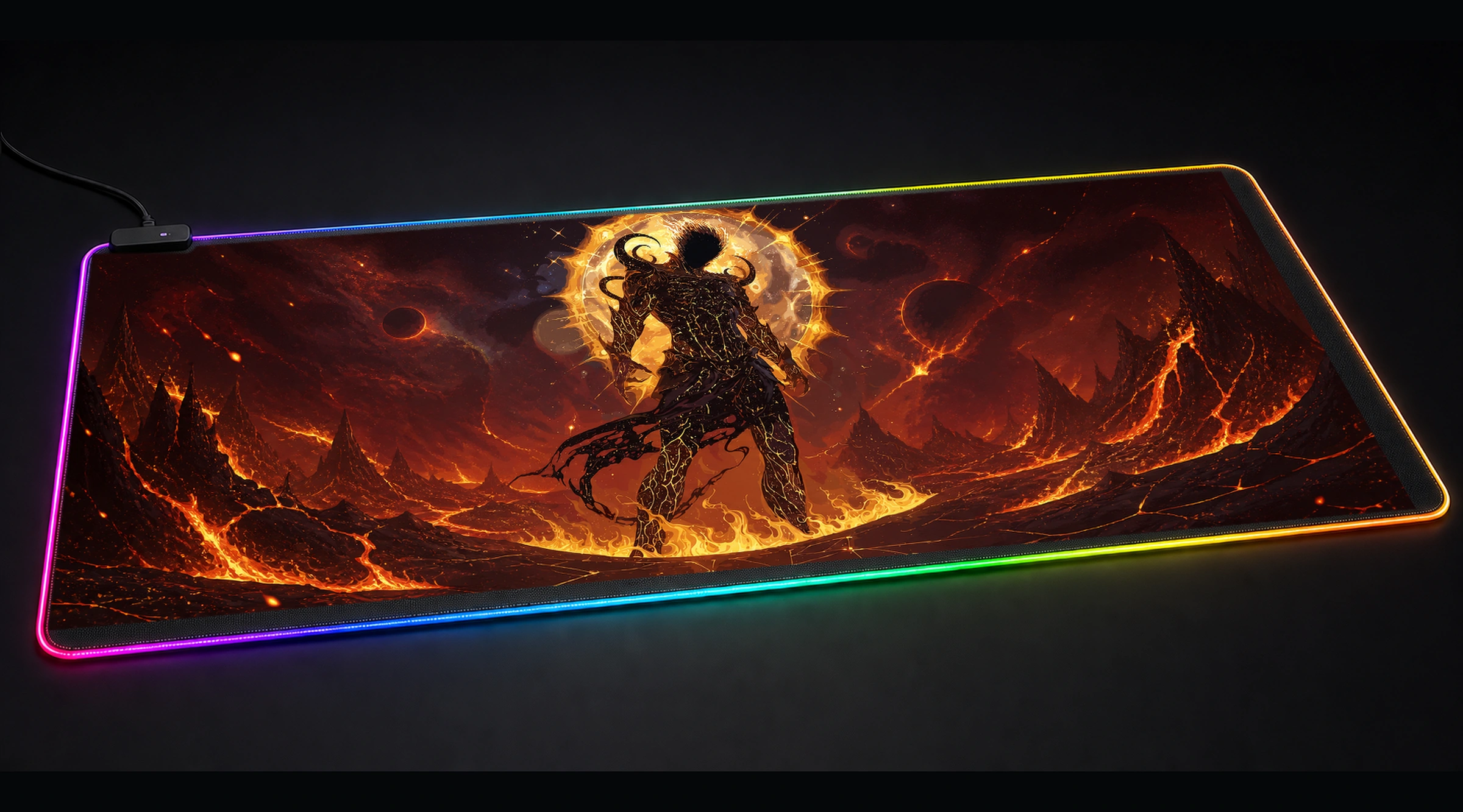 Fight Mystic galaxy space art panoramic RGB gaming desk mat product view