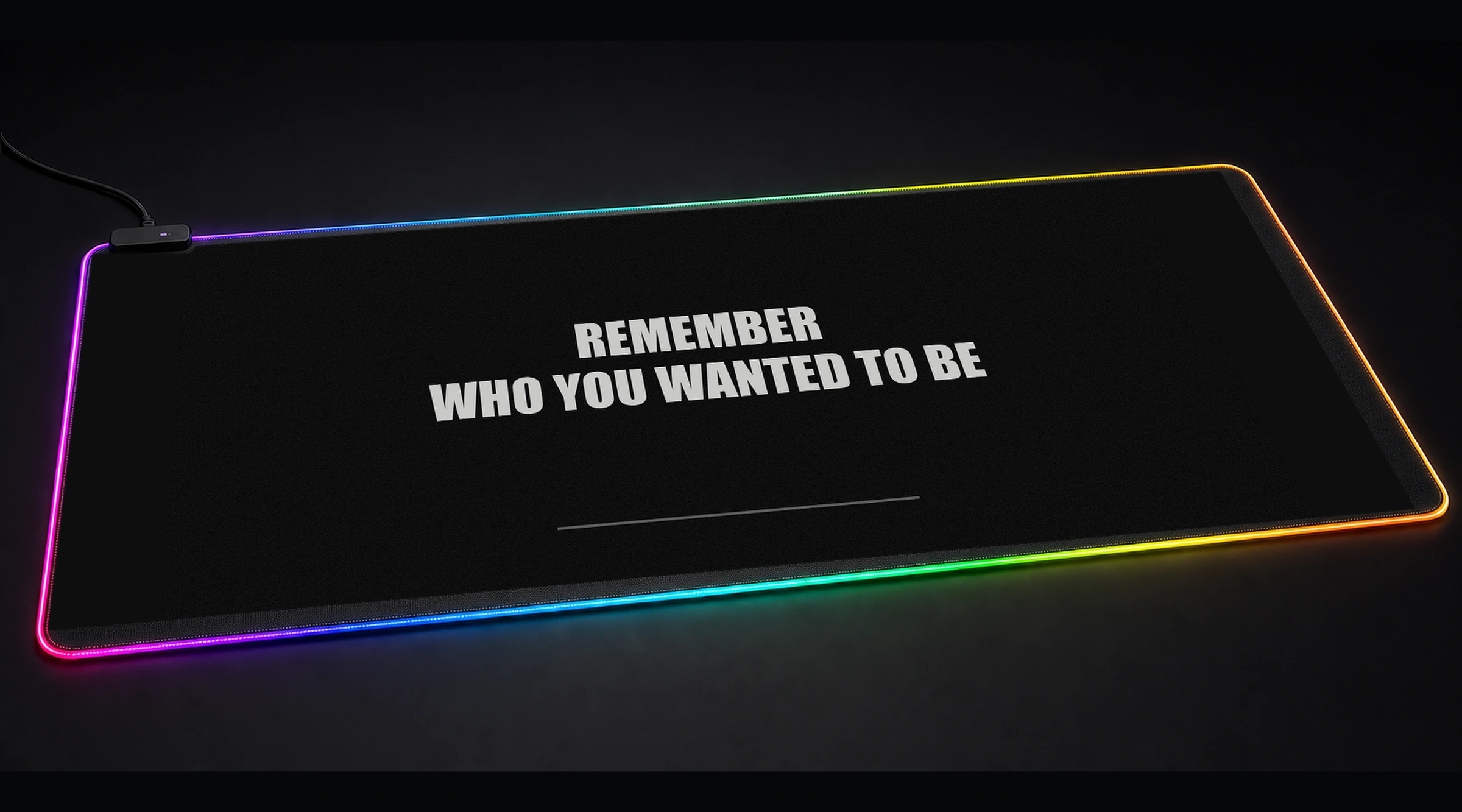 Remember Me abstract art panoramic RGB gaming desk mat product view