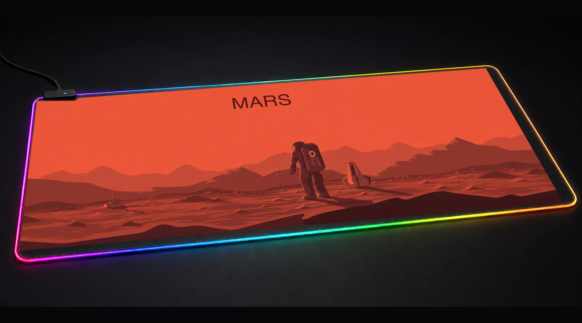 MARS NASA Astronaut astronaut space art panoramic RGB gaming desk mat product view