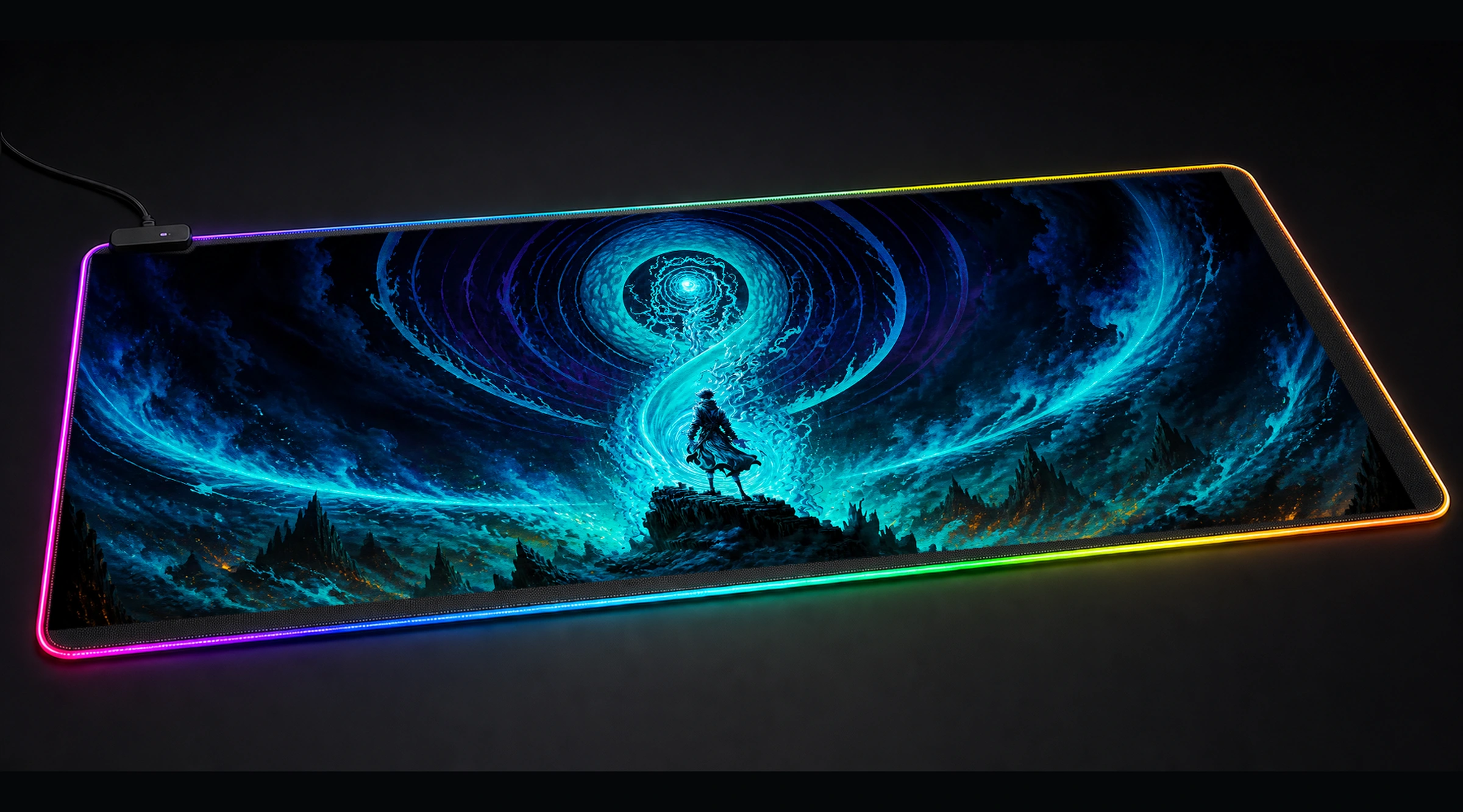 Magic Power anime art panoramic RGB gaming desk mat product view