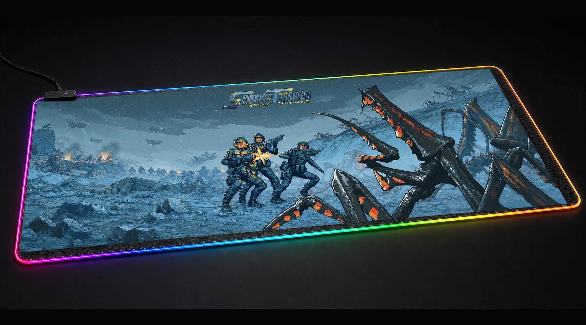 Starship Troopers: Terran Command Artwork alien ufo art panoramic RGB gaming desk mat product view