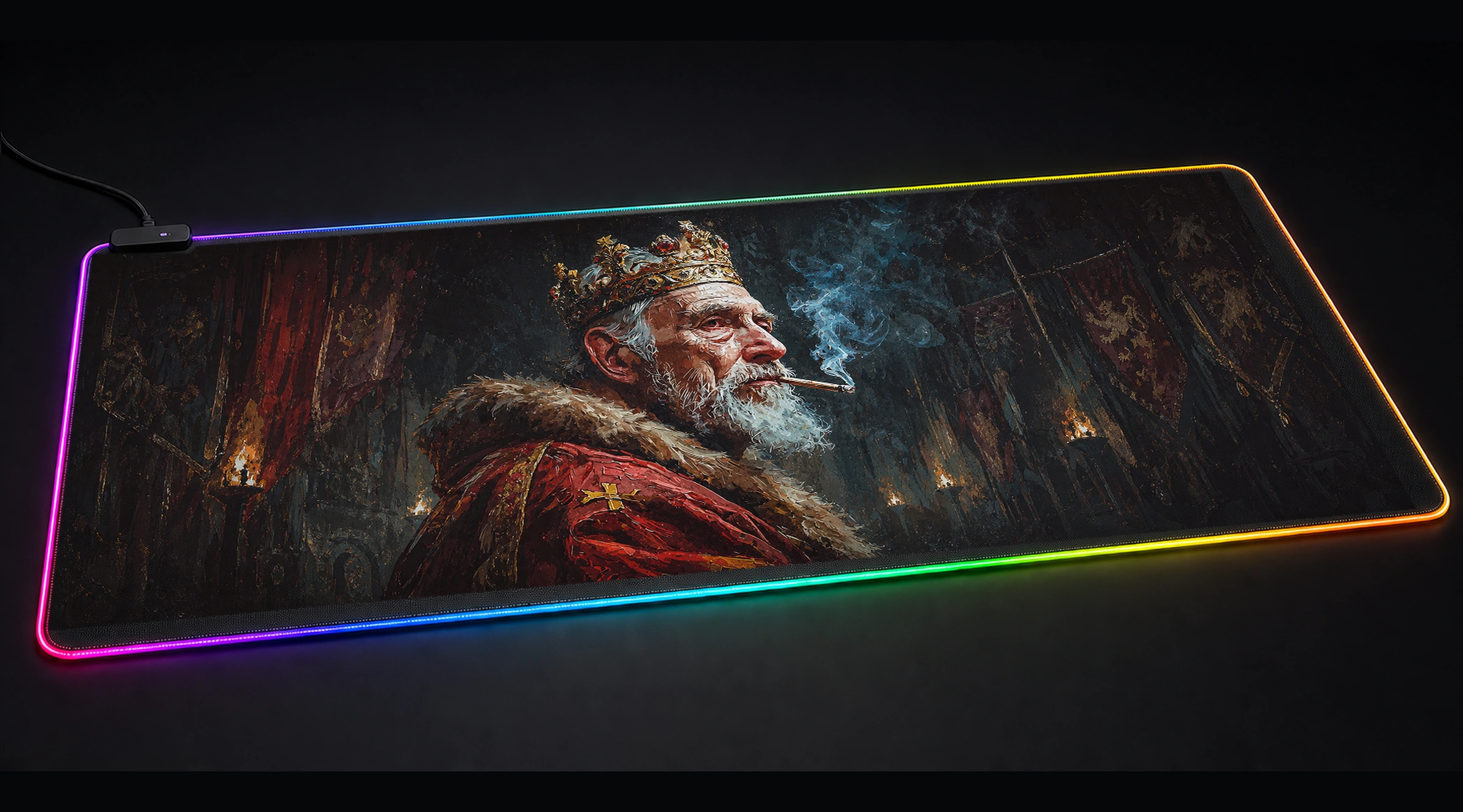 King Smoke Style nature animal art panoramic RGB gaming desk mat product view