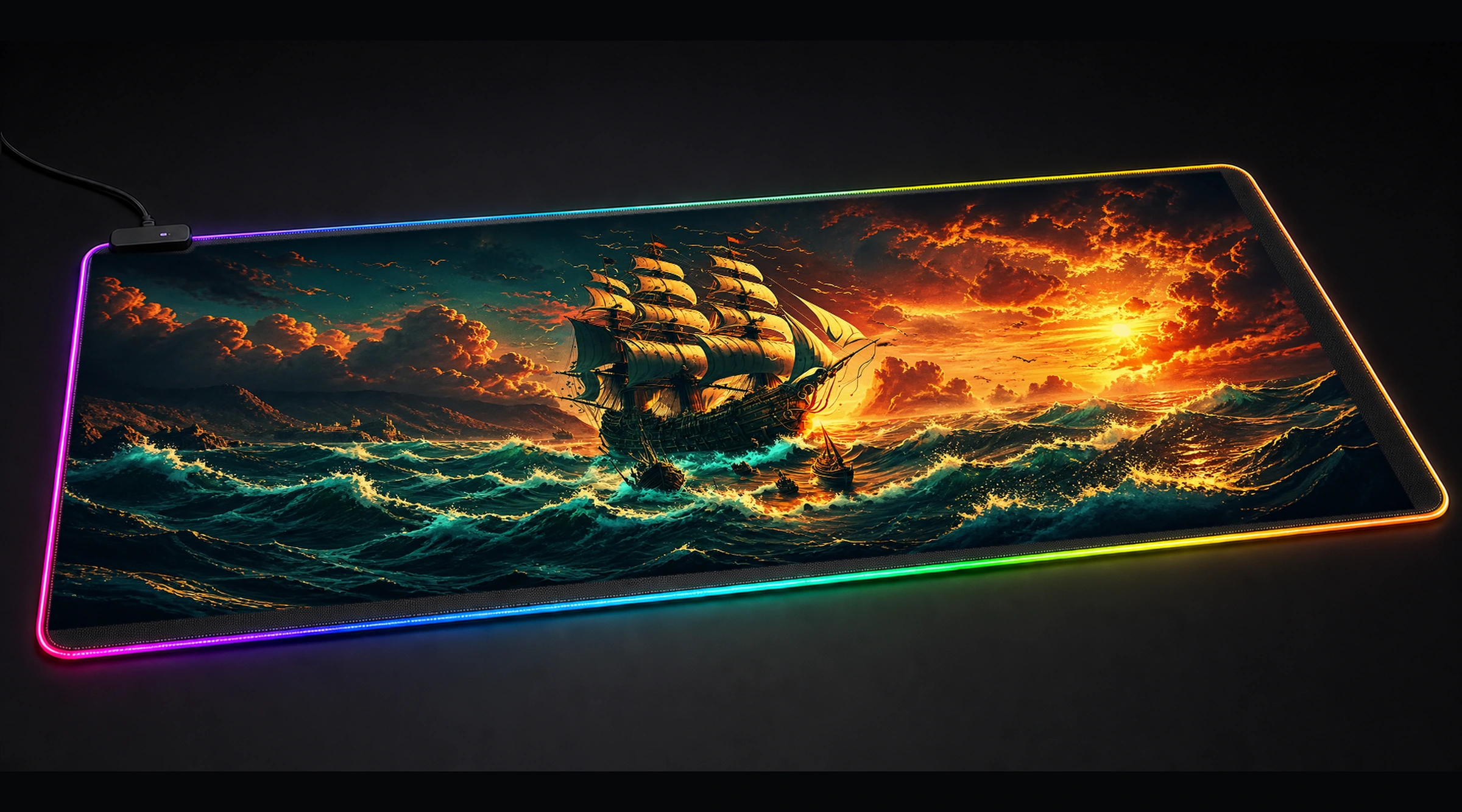 The Legend Pirates japanese anime art panoramic RGB gaming desk mat product view