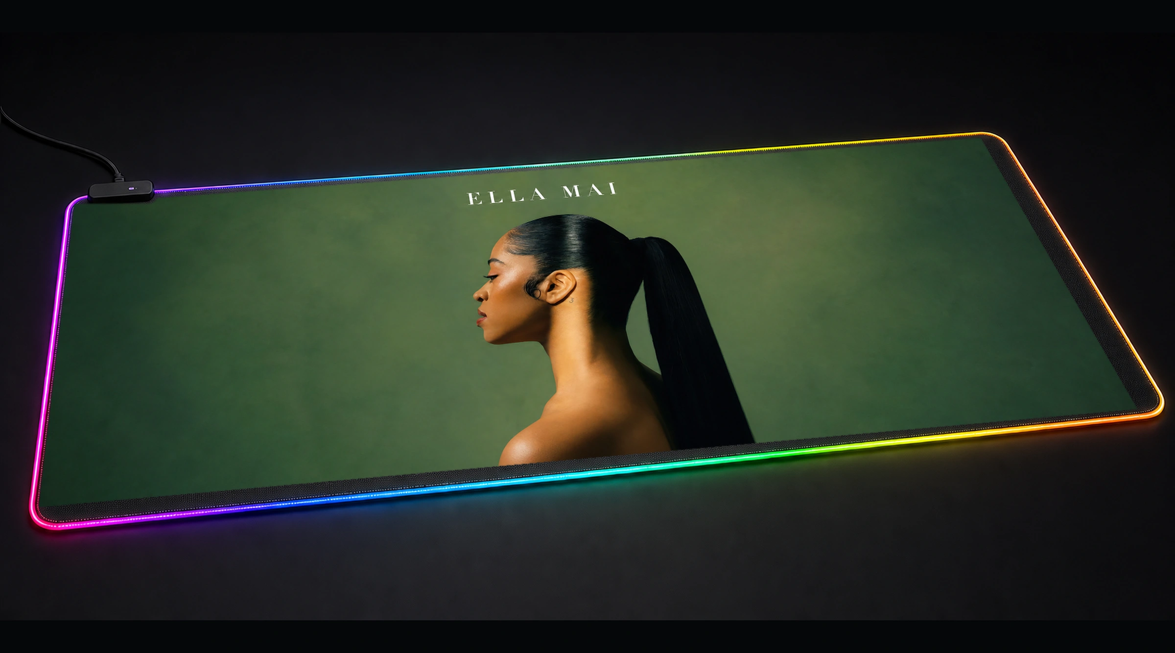 Ella Mai Album Cover music band art panoramic RGB gaming desk mat product view
