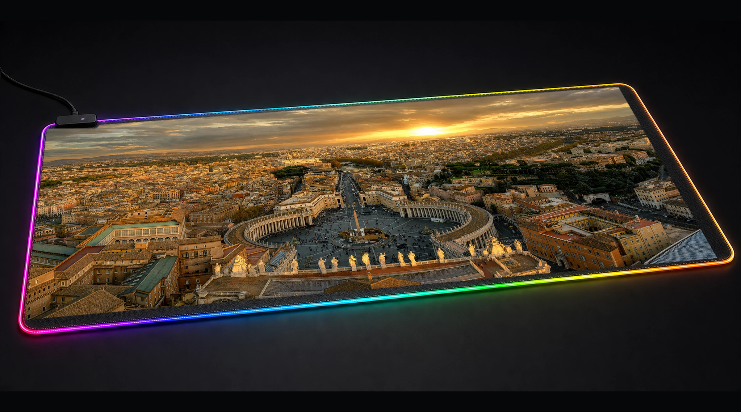 Vatican Rooms city architecture panoramic RGB gaming desk mat product view