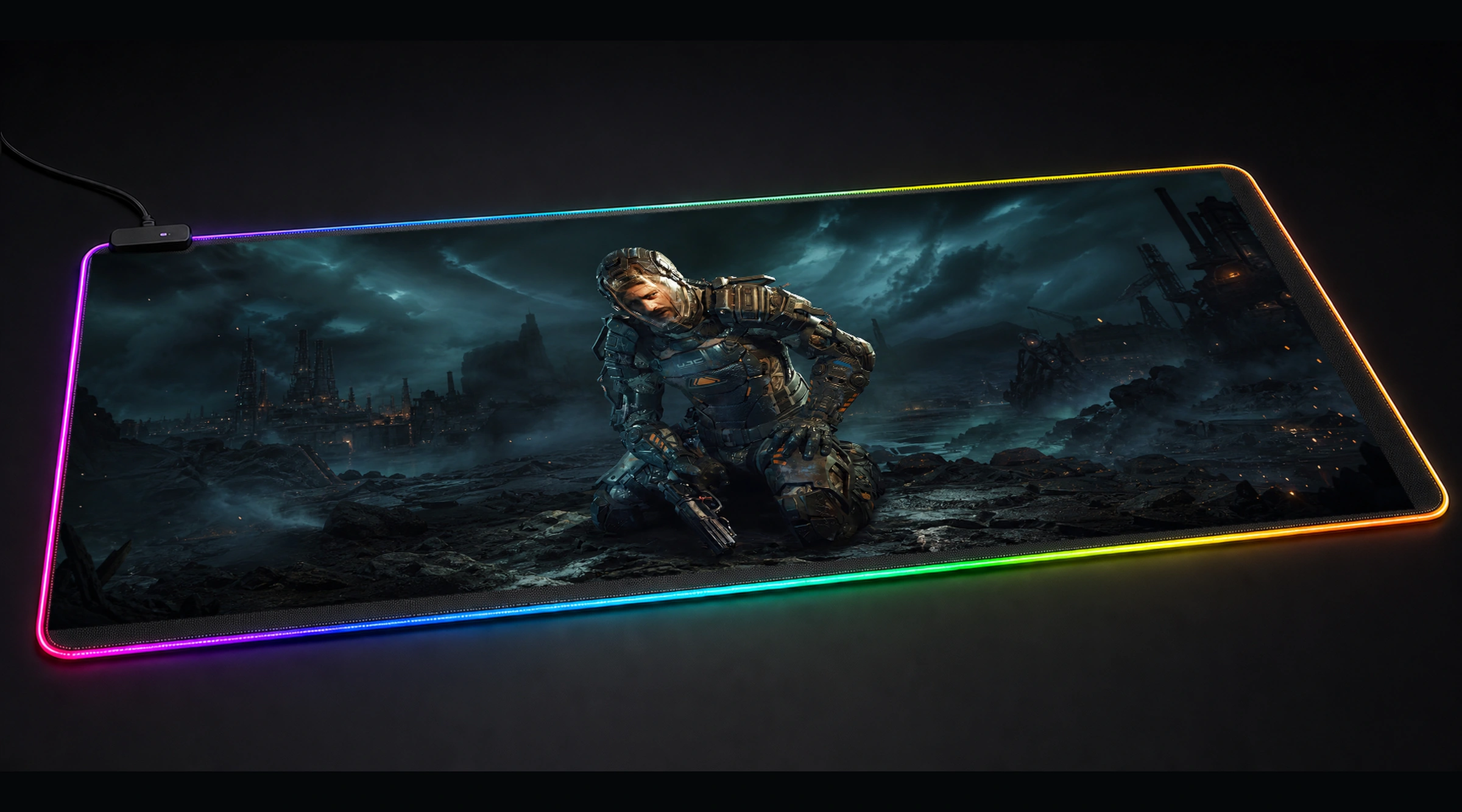 The Callisto Protocol Game tactical action panoramic RGB gaming desk mat product view