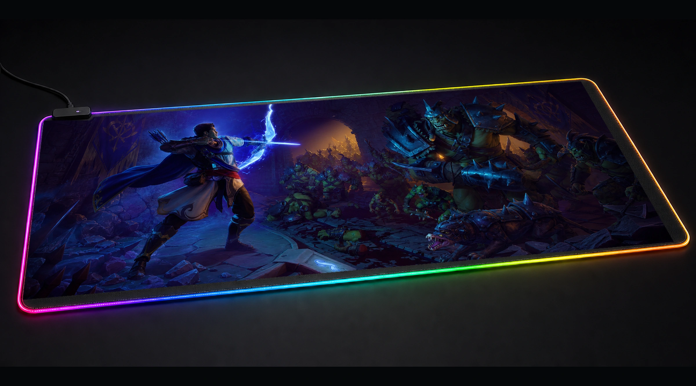 Orcs Must Die 3 tactical action panoramic RGB gaming desk mat product view