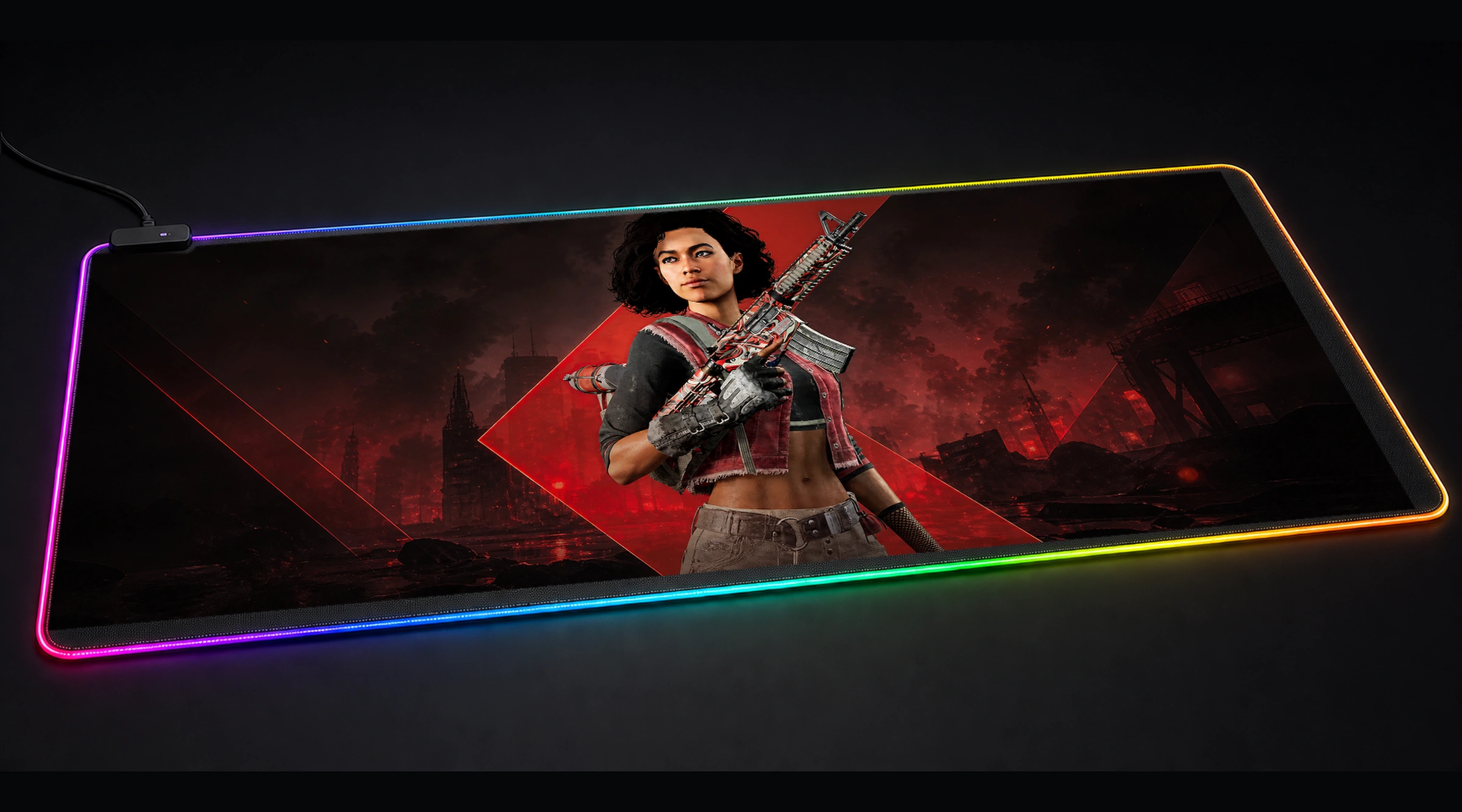 Xdefiant Game tactical action panoramic RGB gaming desk mat product view