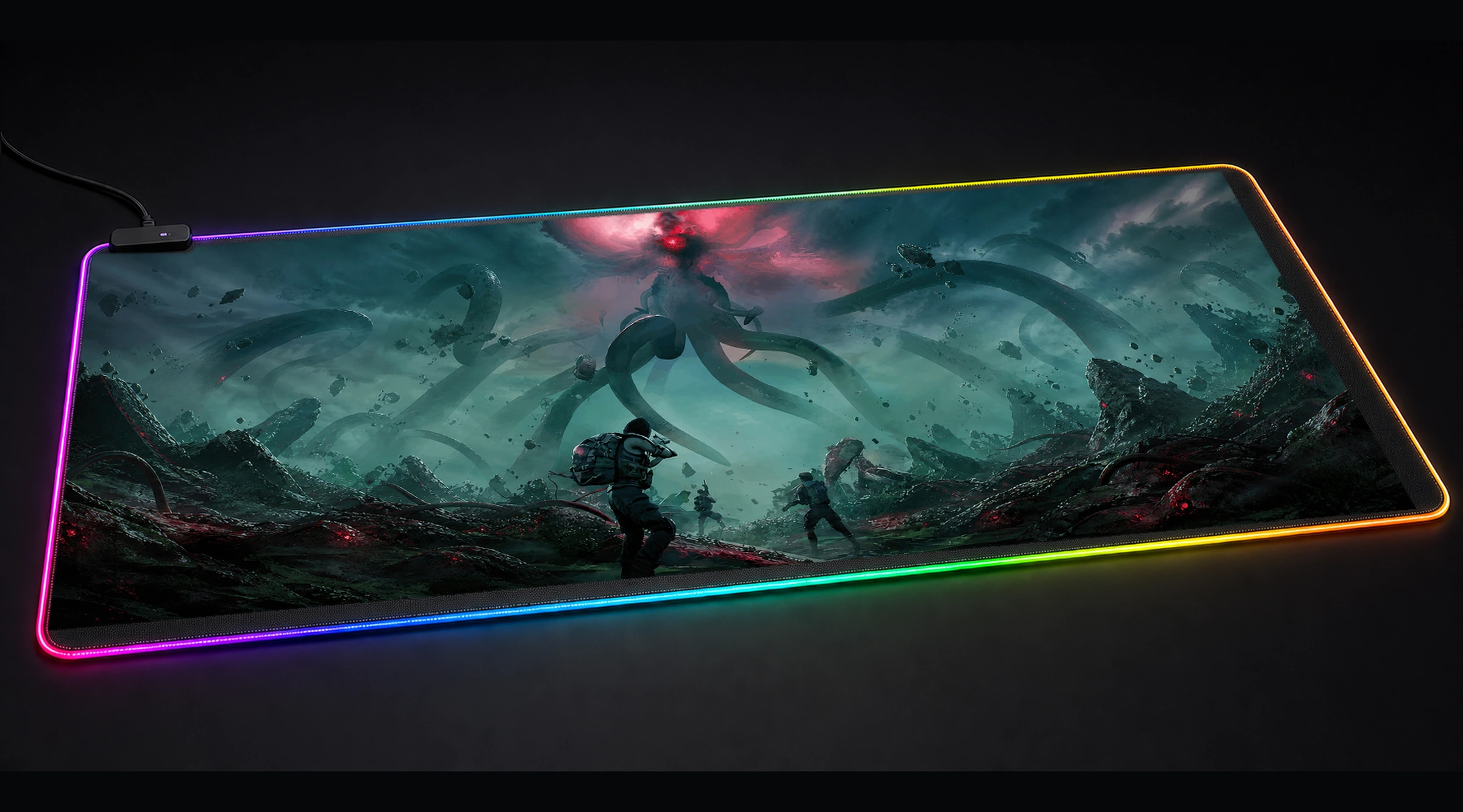 Once Human Game — Azure Arena game world art panoramic RGB gaming desk mat product view