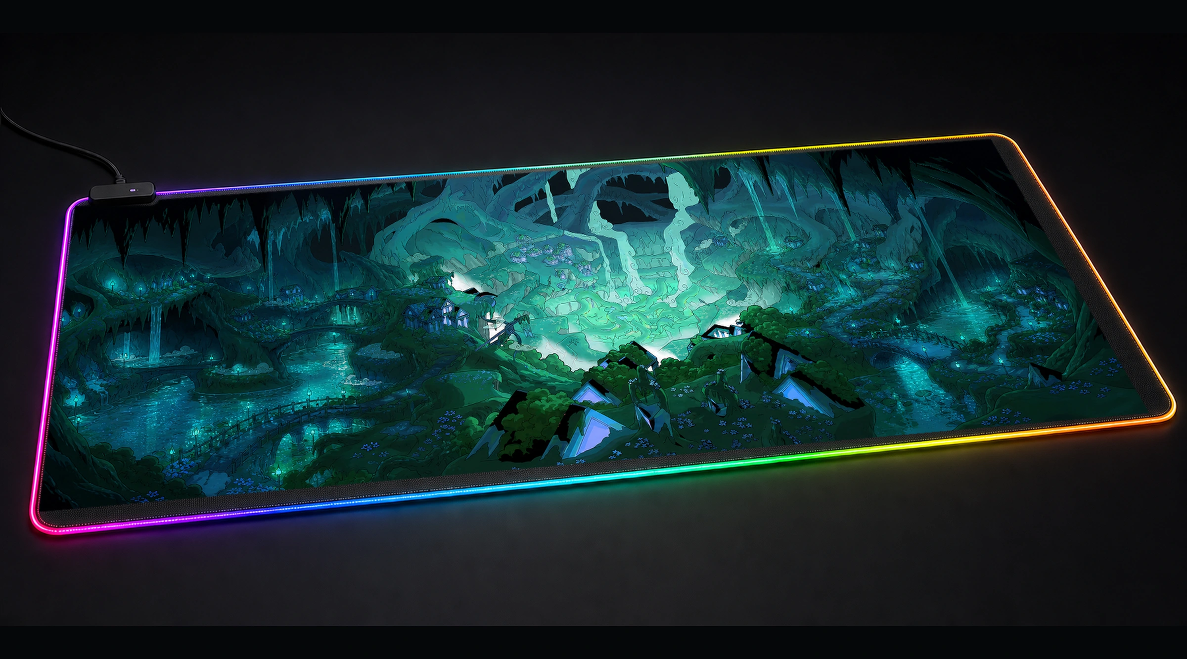 Hades 2 Game tactical action panoramic RGB gaming desk mat product view