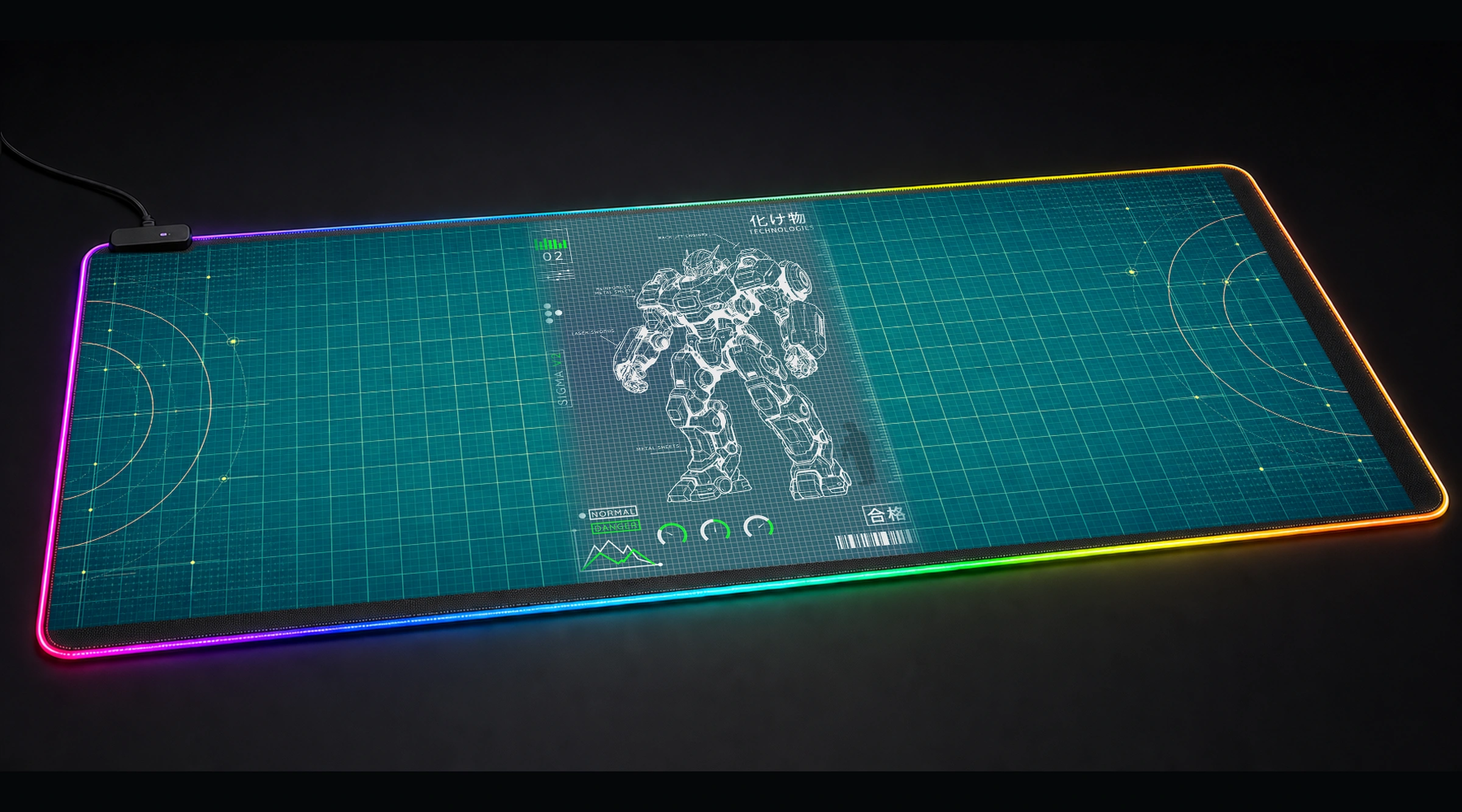 Atlas Mecha Robot robot mecha art panoramic RGB gaming desk mat product view