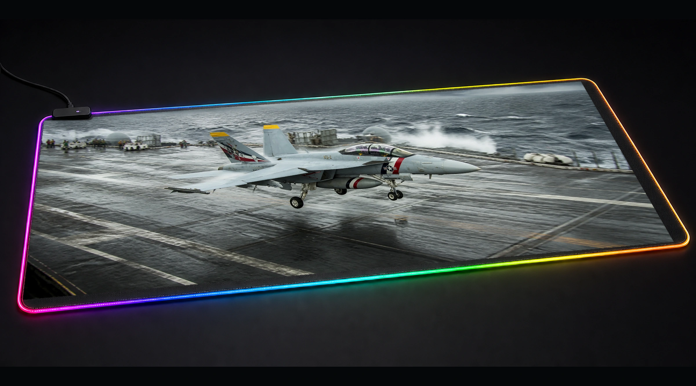 FA-18F Super Hornet abstract art panoramic RGB gaming desk mat product view