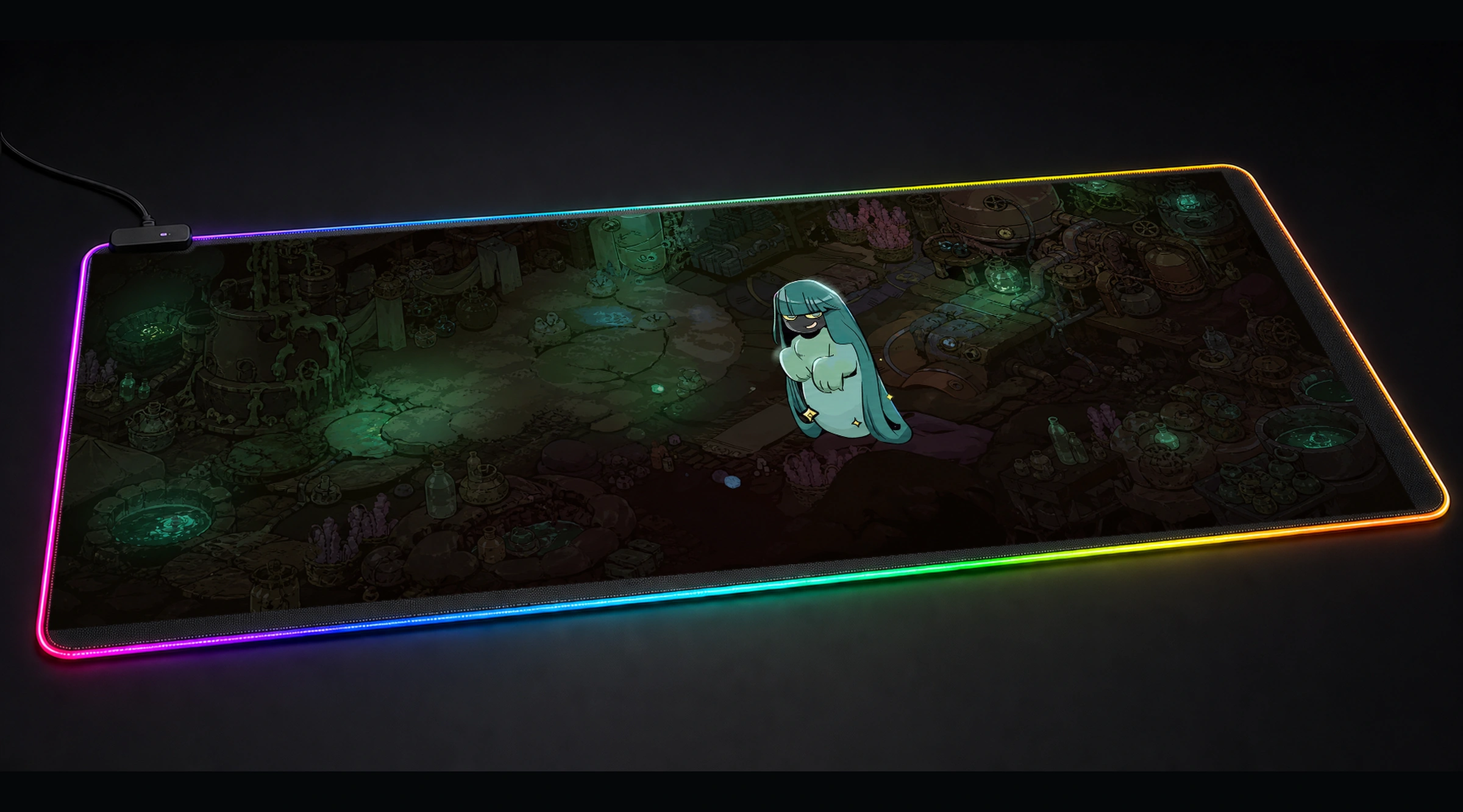 Dora Hades 2 Game game world art panoramic RGB gaming desk mat product view