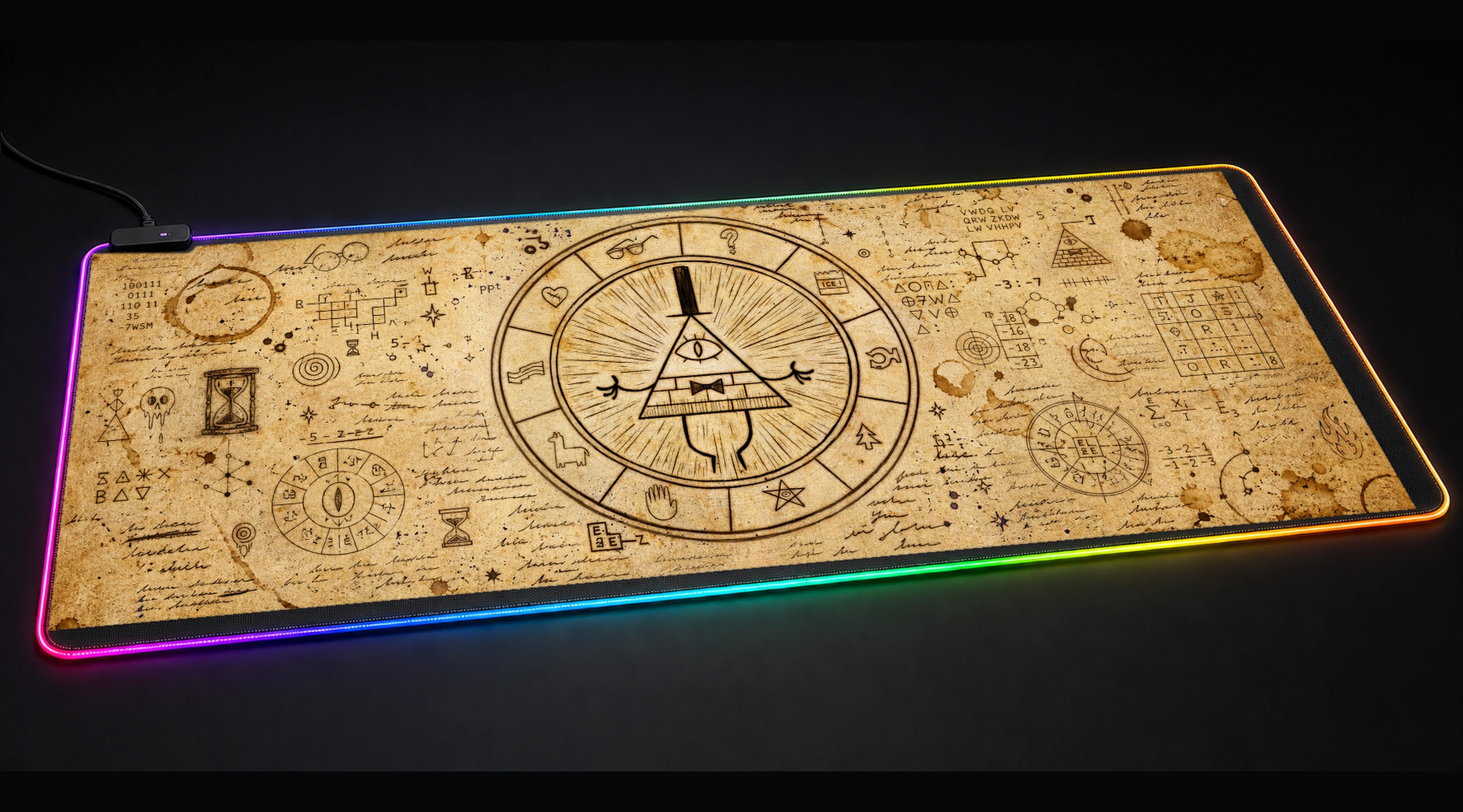 Gravity Falls movie tv art panoramic RGB gaming desk mat product view