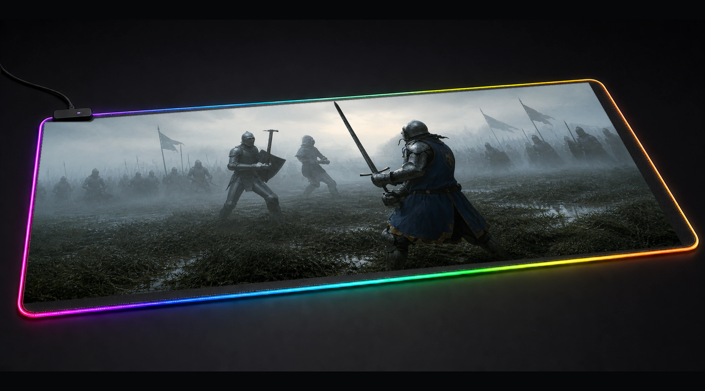 Manor Lords Game — Monochrome Checkpoint Edition 2 tactical action panoramic RGB gaming desk mat product view