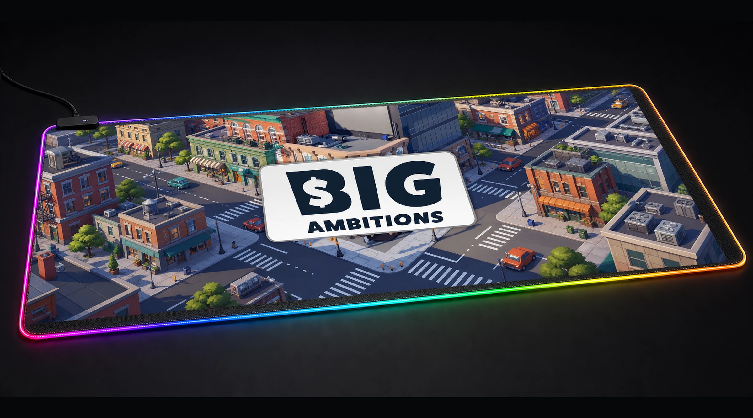 Big Ambitions Game — Monochrome Arena Edition 2 game world art panoramic RGB gaming desk mat product view
