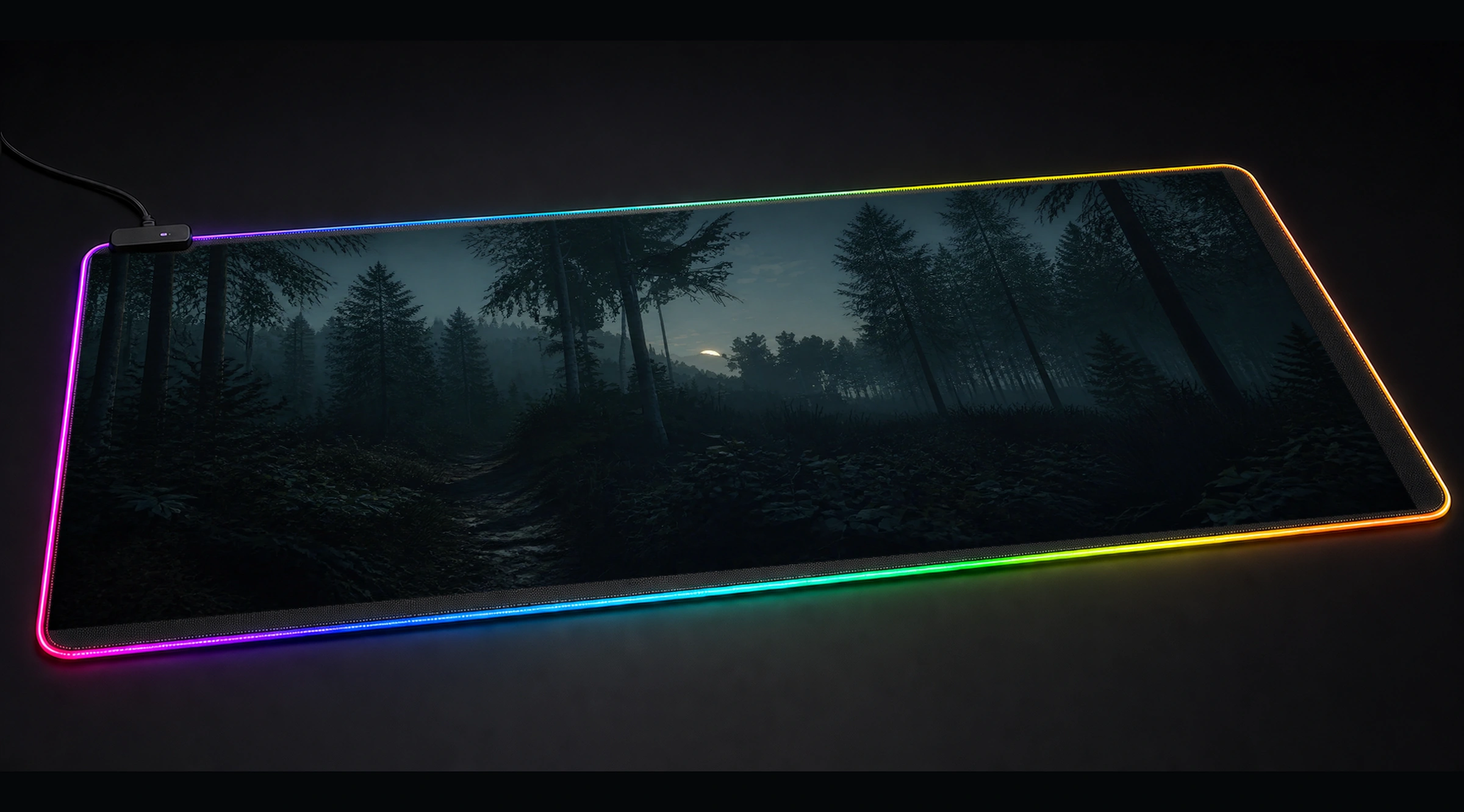 The Hunter Game game world art panoramic RGB gaming desk mat product view