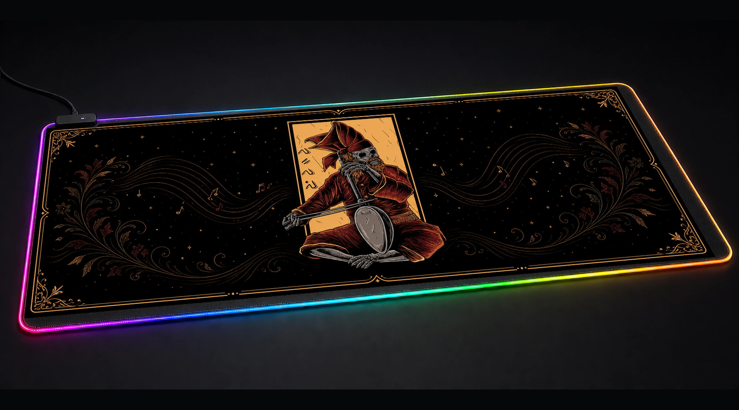 Pakacapi Music Instrument fantasy art panoramic RGB gaming desk mat product view