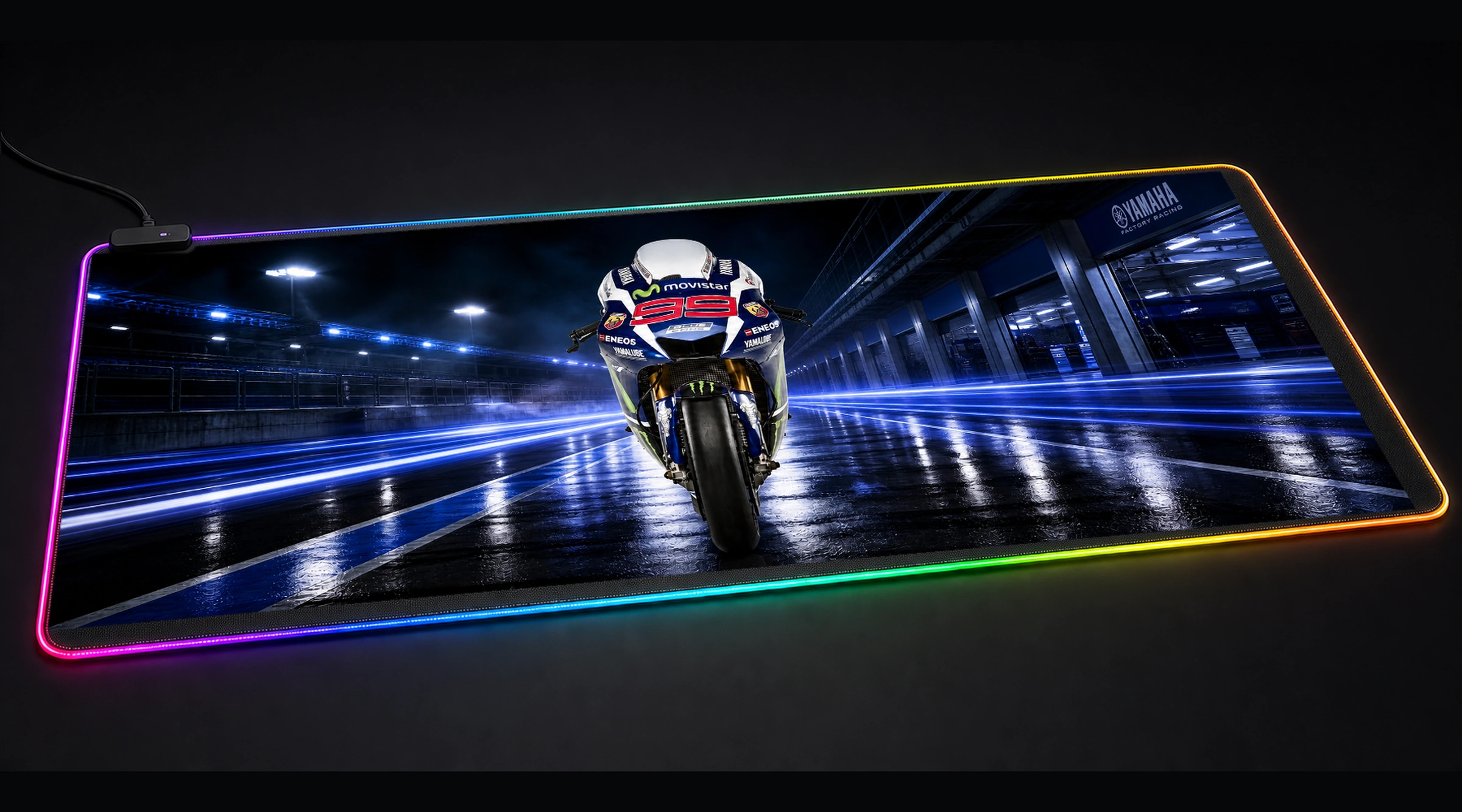Yamaha yzr M1 motorcycle motocross panoramic RGB gaming desk mat product view