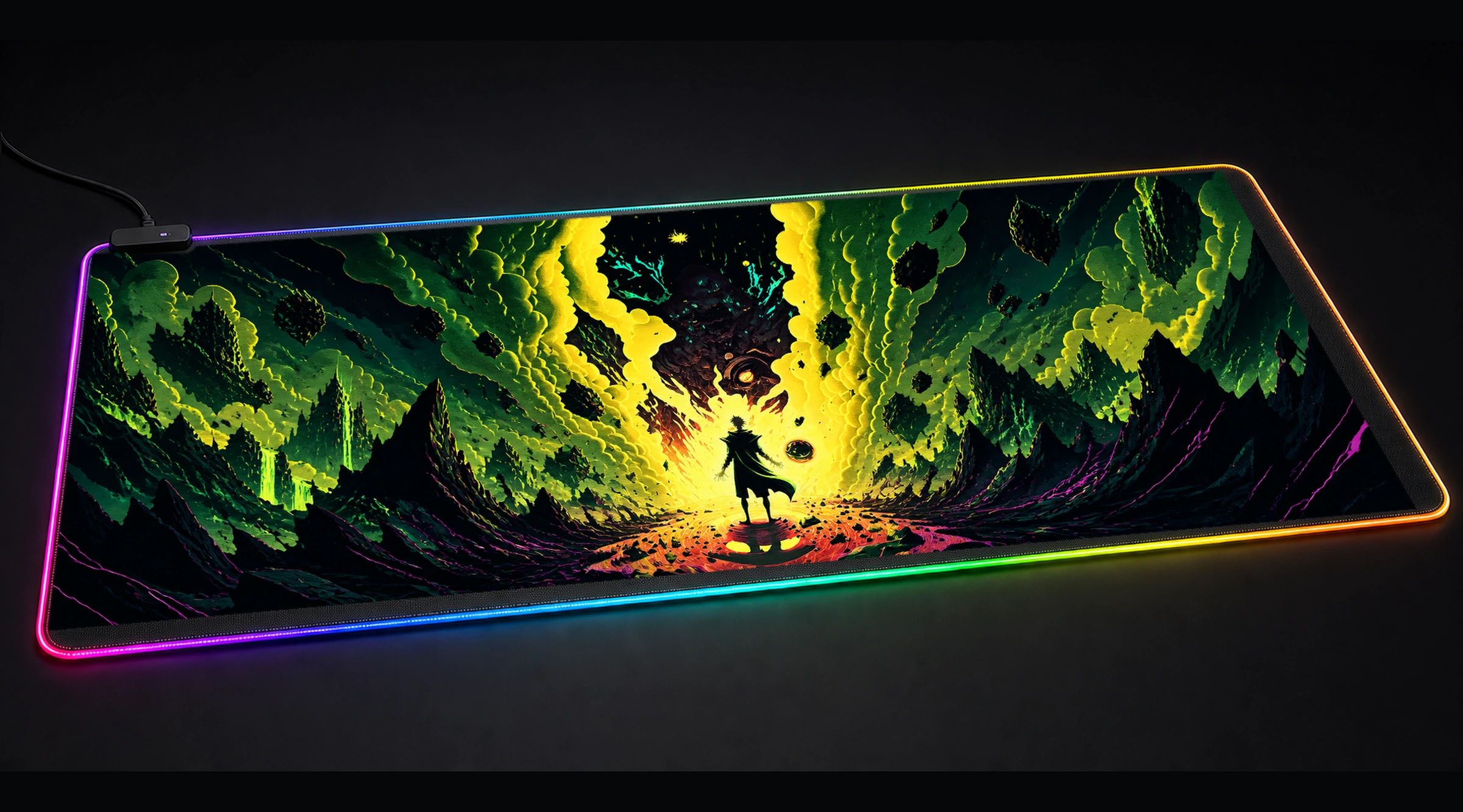 Magical Power anime art panoramic RGB gaming desk mat product view