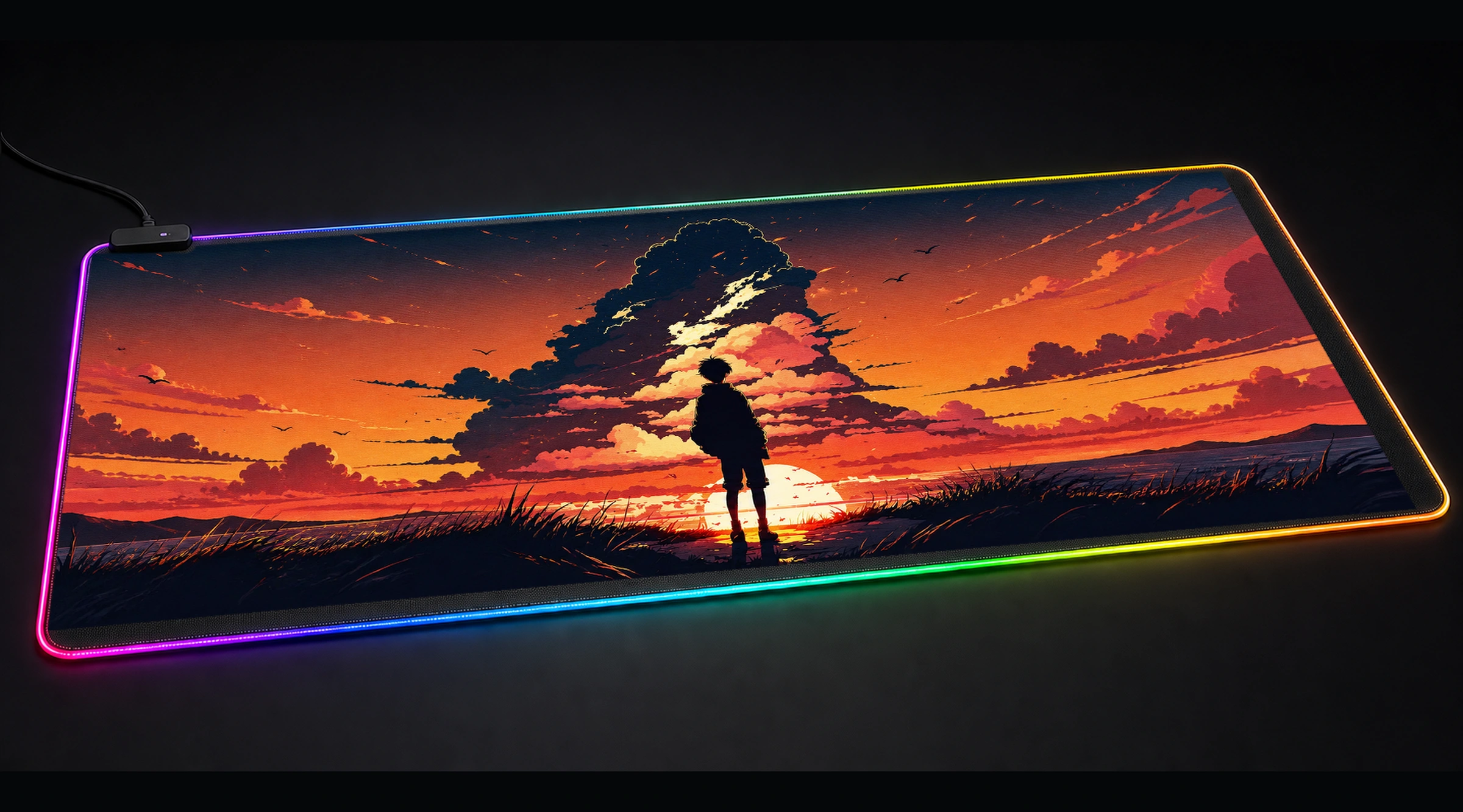 Afternoon trip comic cartoon art panoramic RGB gaming desk mat product view