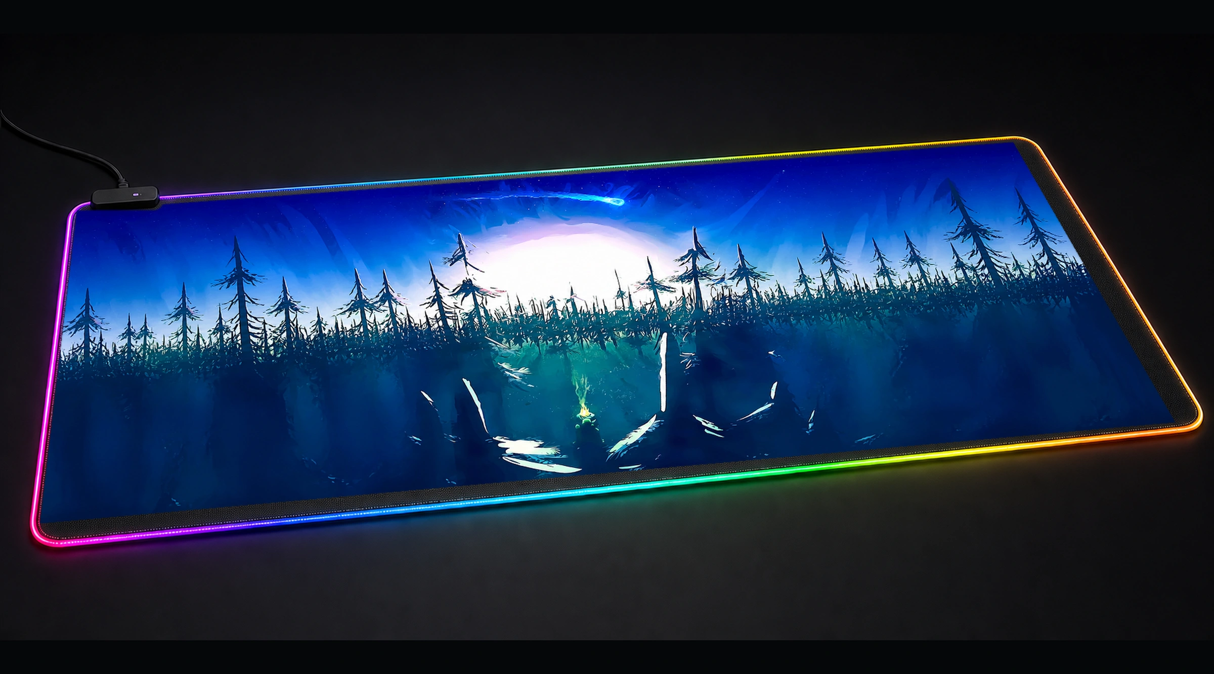 Outer wilds Landscapes ocean wave art panoramic RGB gaming desk mat product view