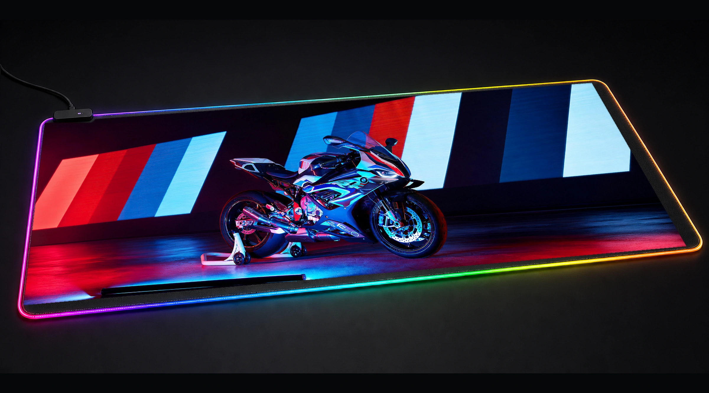 BMW M1000 formula racing panoramic RGB gaming desk mat product view