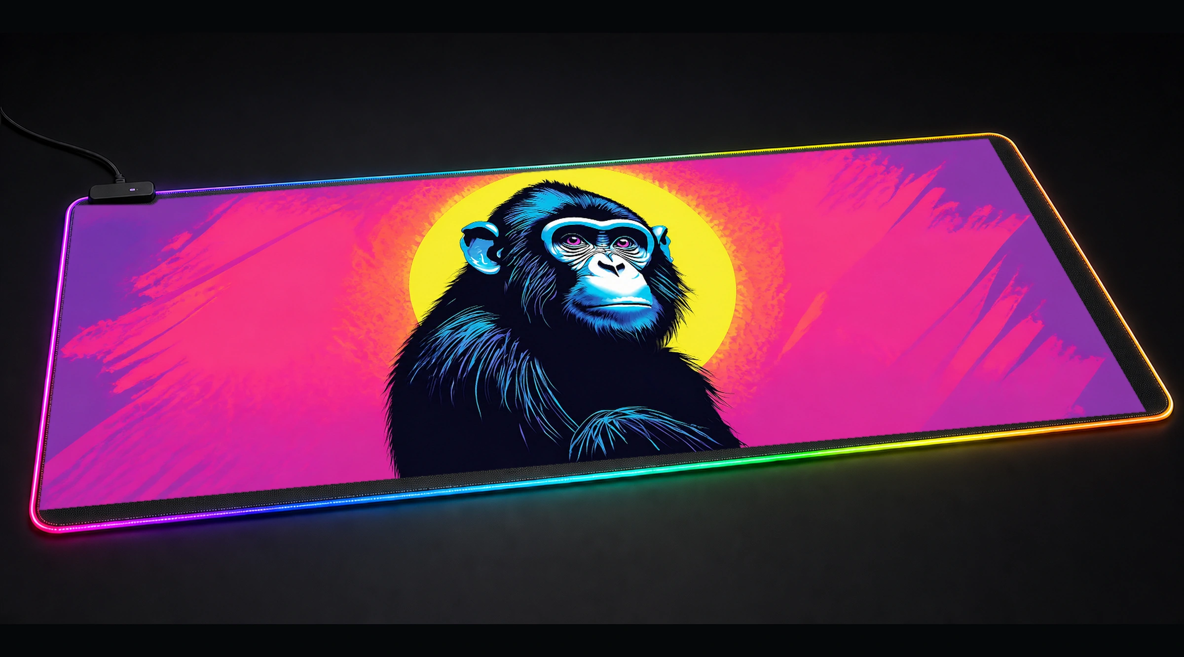 Animal Forest wildlife art panoramic RGB gaming desk mat product view